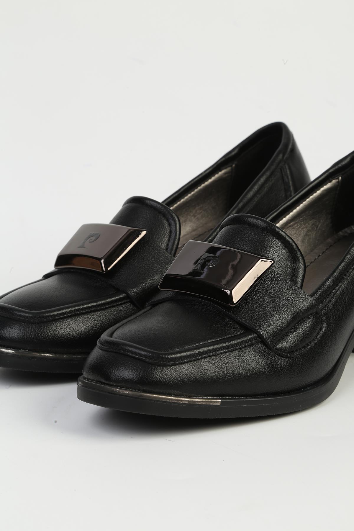 Siyah Cilt Kadın Topuklu Ayakkabı PC-54781 - Görsel 5