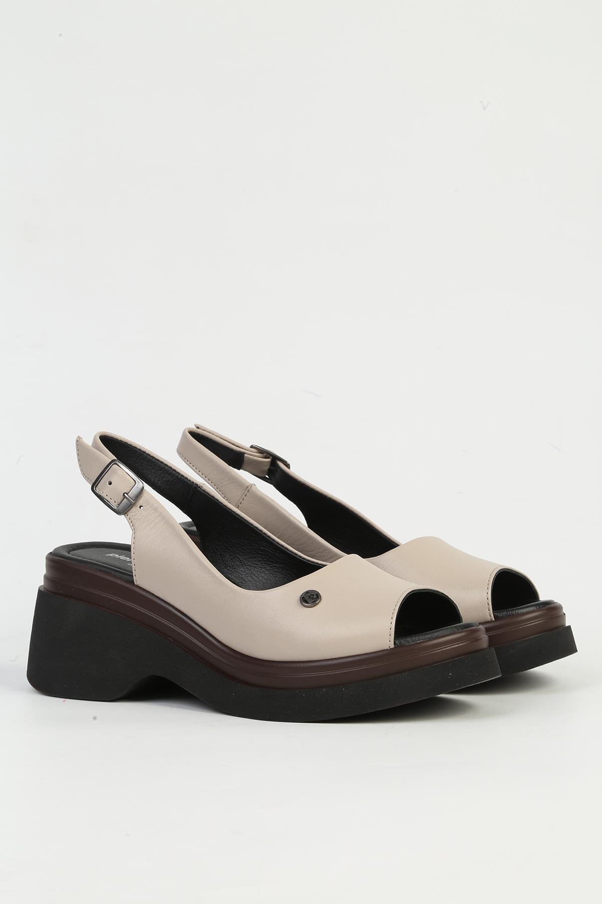 Hakiki Deri Kadın Topuklu Ayakkabı PC-54645 - Görsel 3