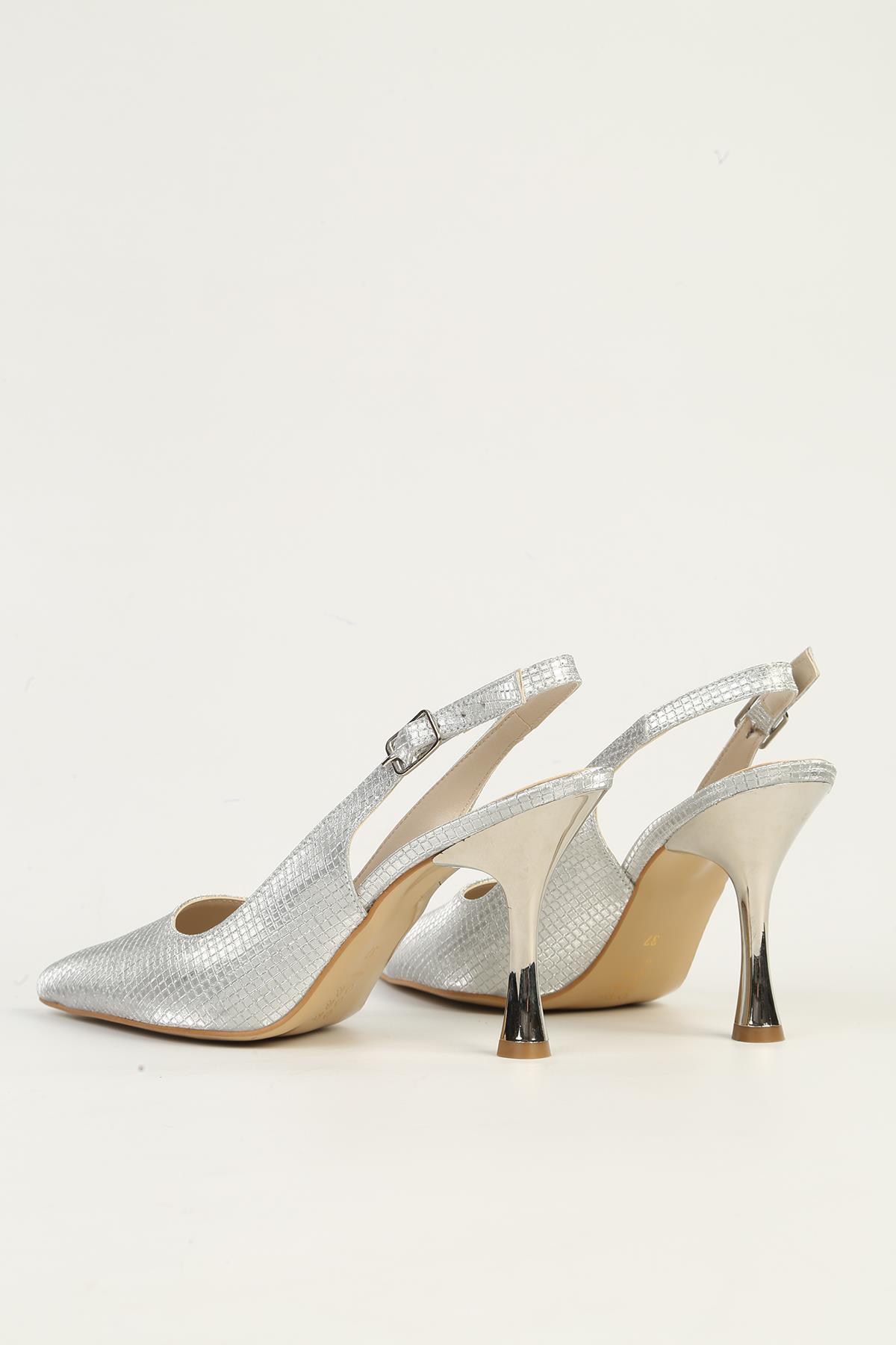 Platin Kadın Topuklu Ayakkabı PC-54543 - Görsel 4