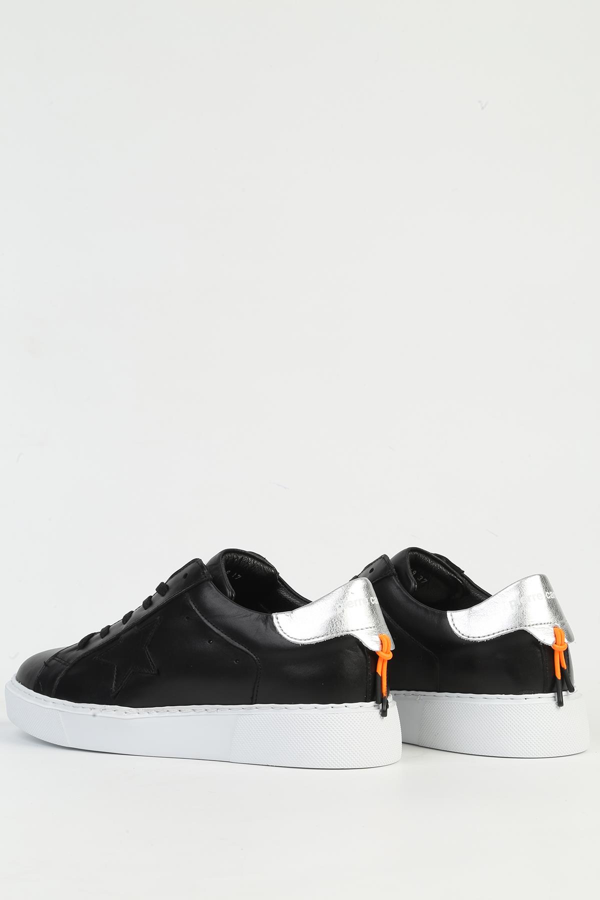 Siyah Beyaz Deri Kadın Sneaker PC-32720 - Görsel 4