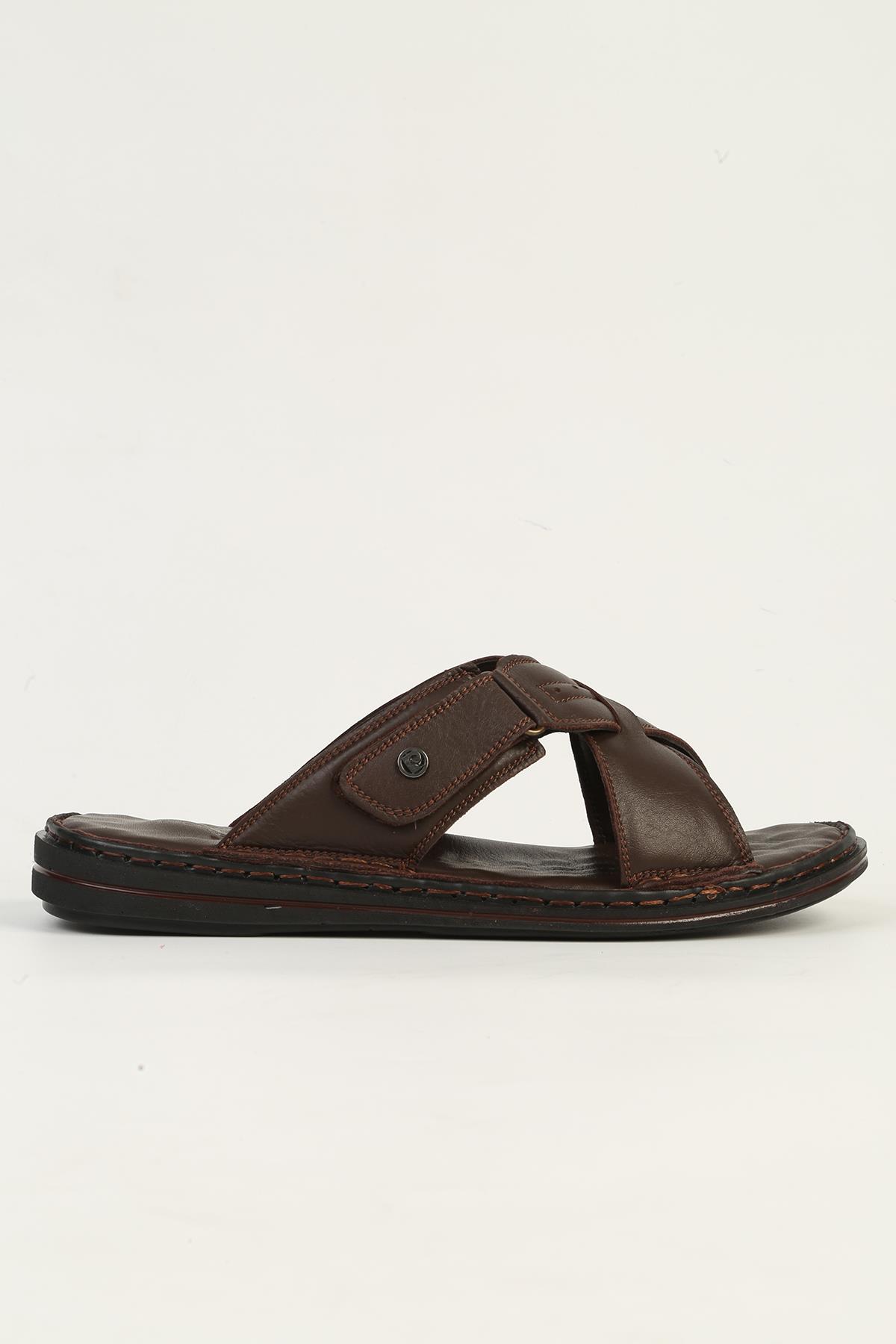 Hakiki Deri Kahve Erkek Terlik PC-7450 - Görsel 2