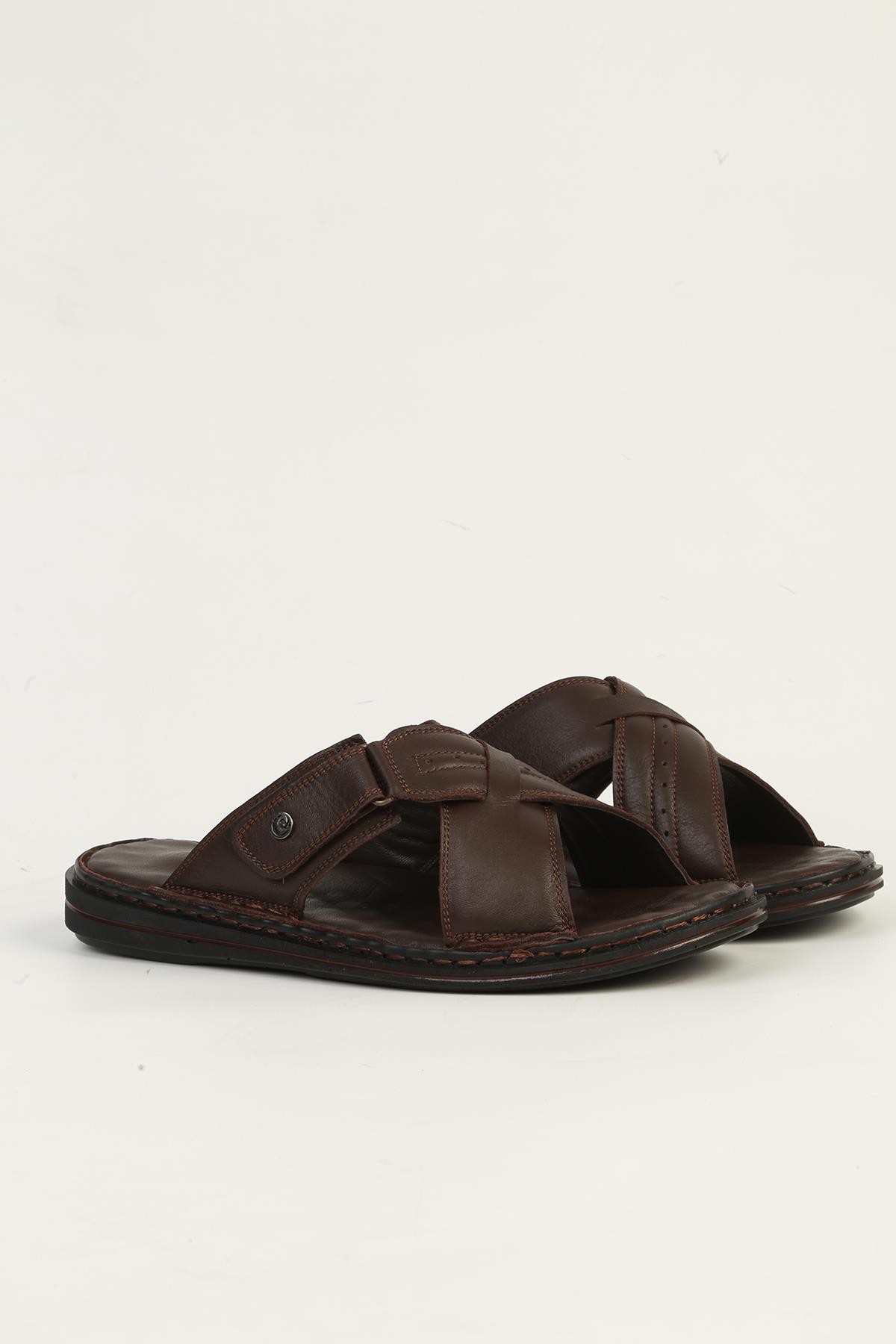 Hakiki Deri Kahve Erkek Terlik PC-7450 - Görsel 3