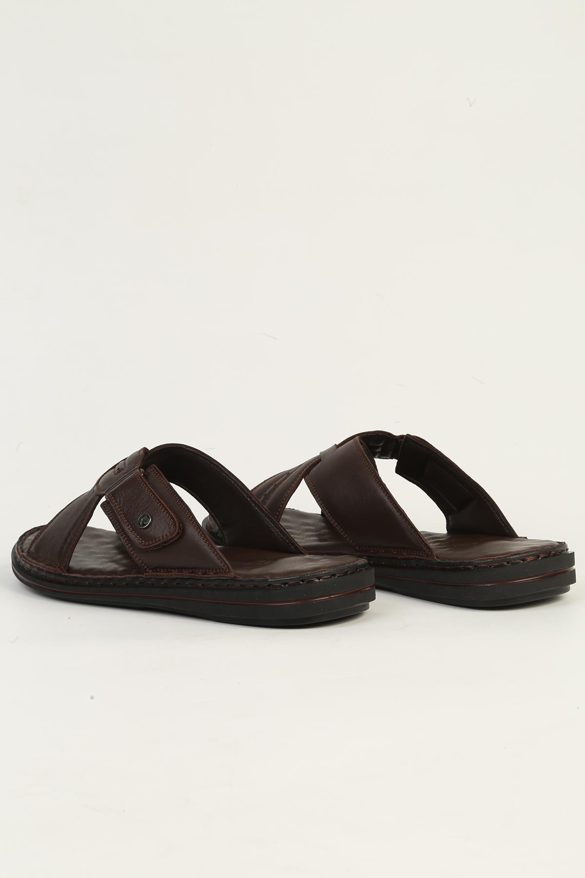 Hakiki Deri Kahve Erkek Terlik PC-7450 - Görsel 4