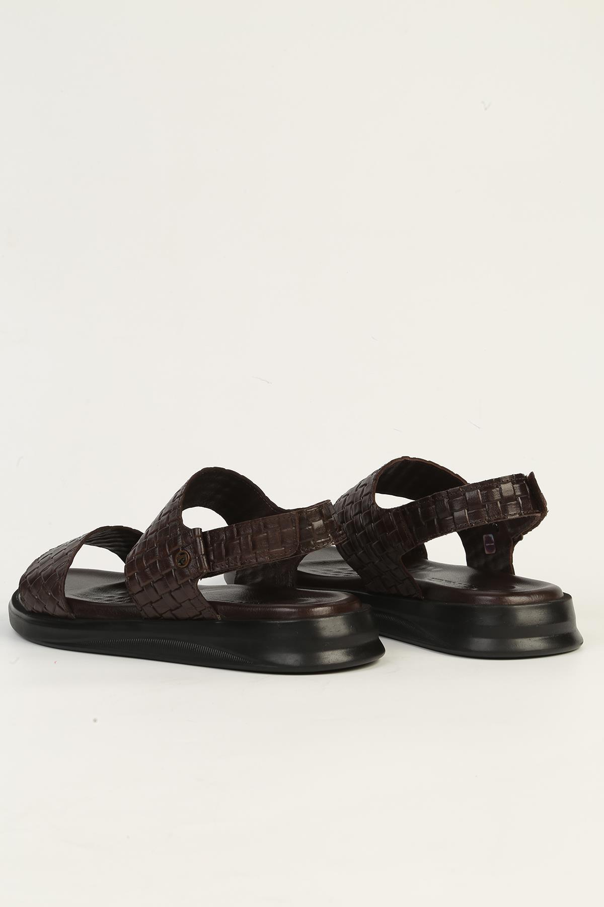 Hakiki Deri Kahve Erkek Sandalet PC-7334 - Görsel 4