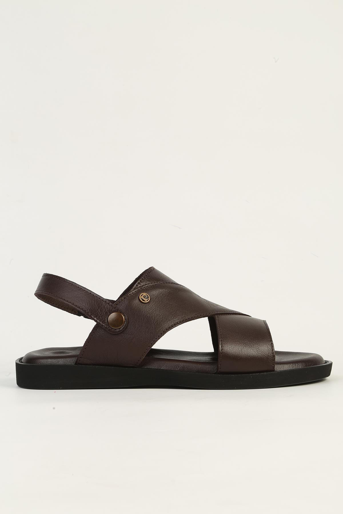 Hakiki Deri Kahve Erkek Sandalet PC-7315 - Görsel 2
