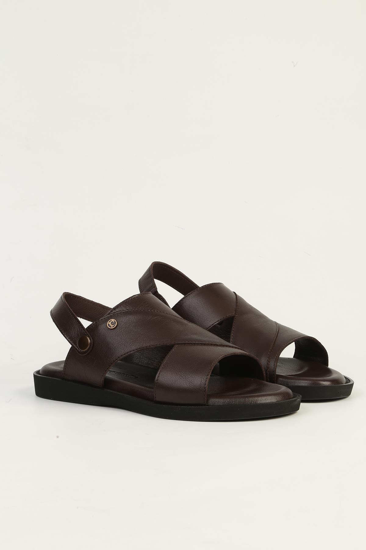 Hakiki Deri Kahve Erkek Sandalet PC-7315 - Görsel 3