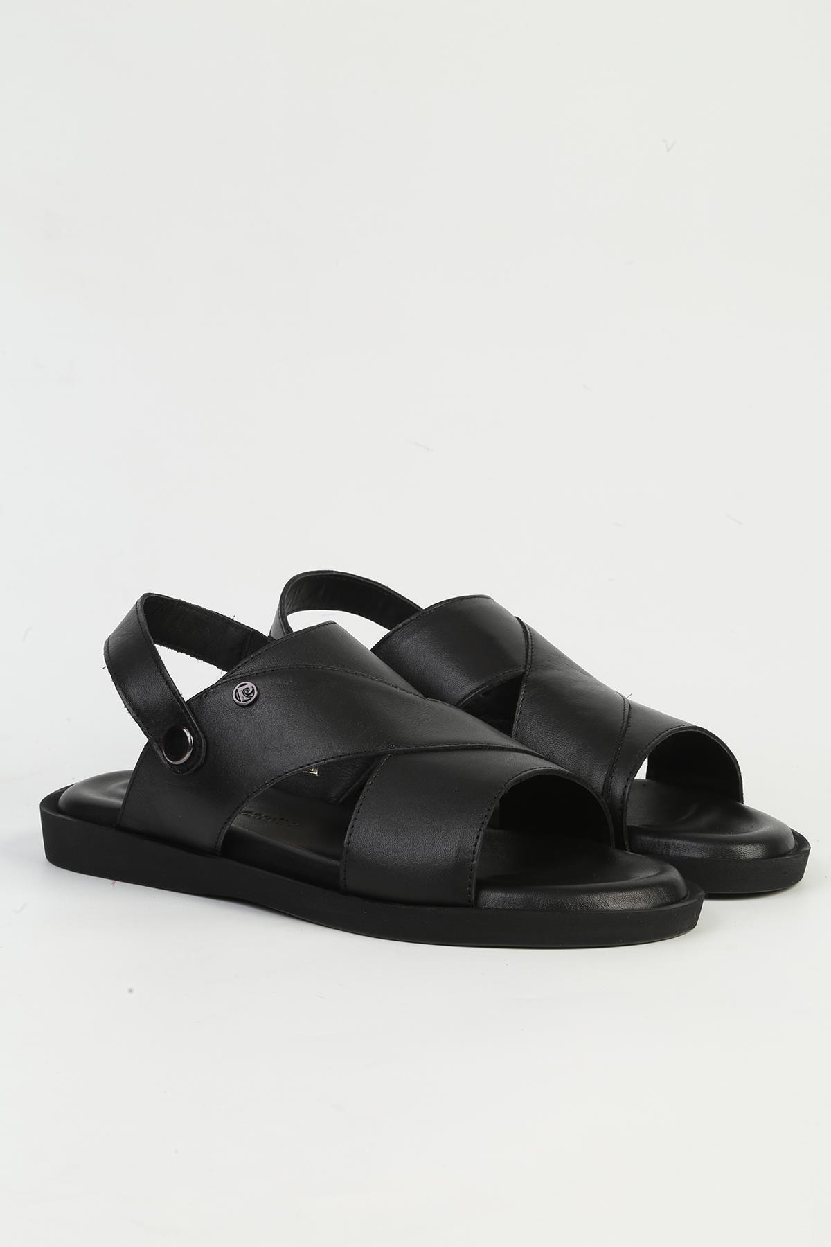 Hakiki Deri Siyah Erkek Sandalet PC-7315 - Görsel 3