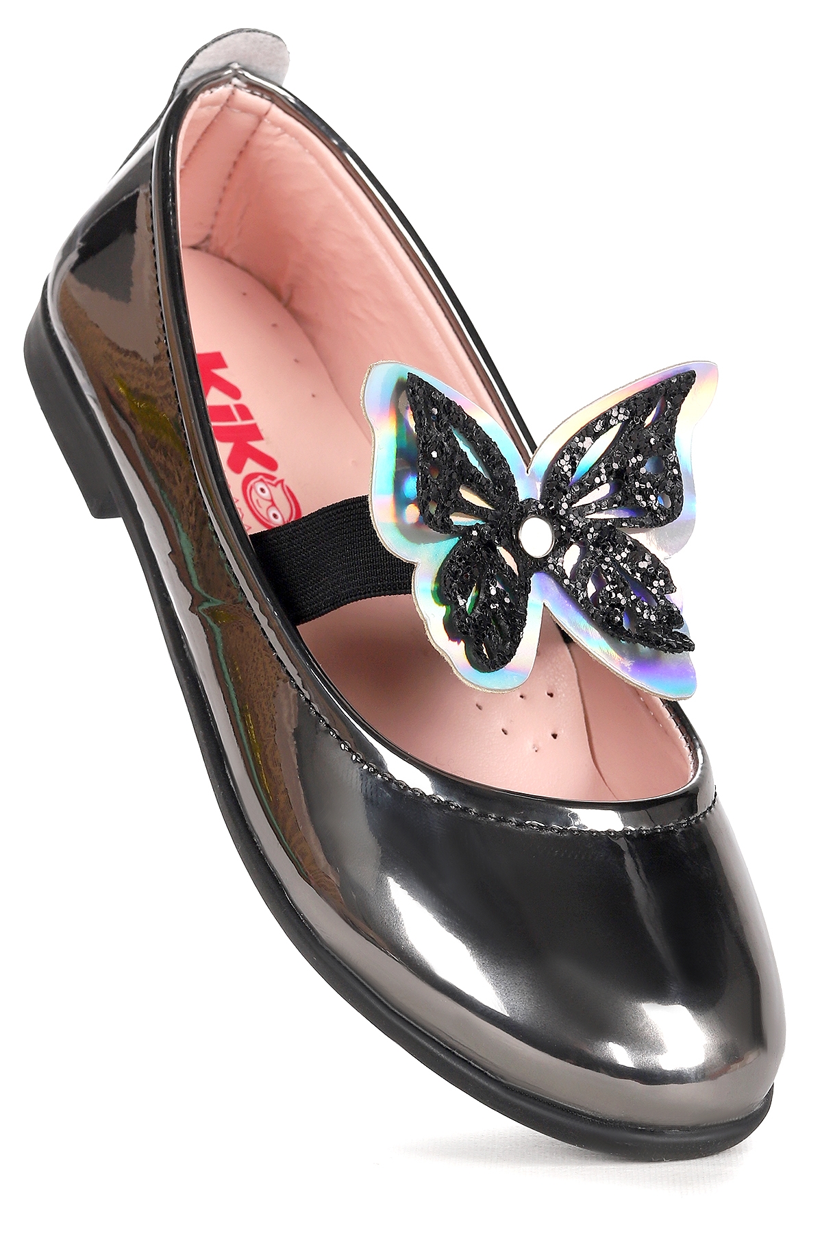 Menz Kelebek Lastikli Kız Çocuk Babet Ayakkabı Platin - Görsel 5