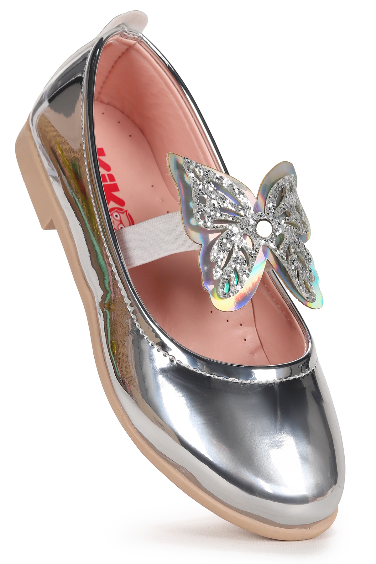 Menz Kelebek Lastikli Kız Çocuk Babet Ayakkabı Gümüş - Görsel 5