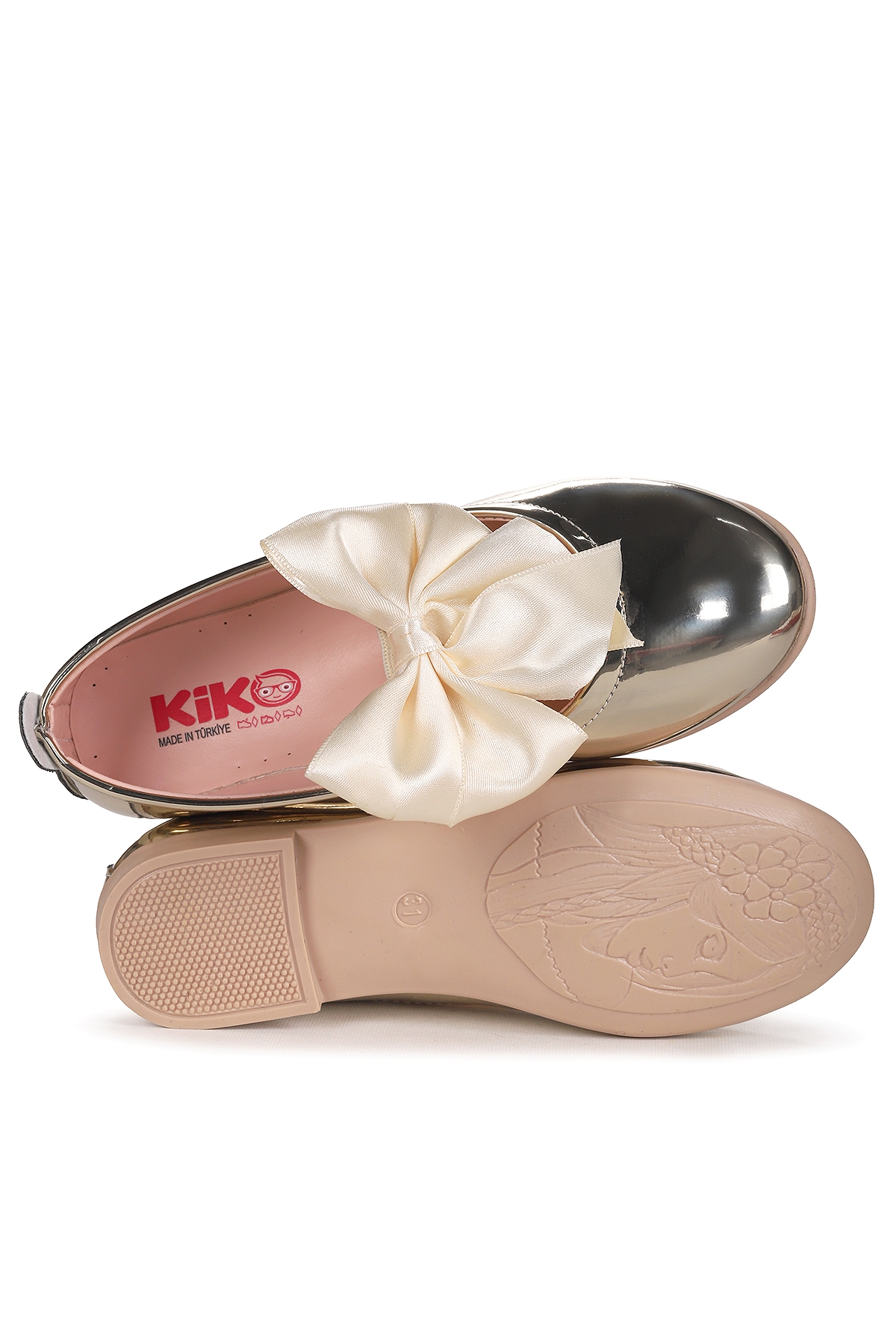 Tari Fiyonk Lastikli Kız Çocuk Babet Ayakkabı Altın - Görsel 6