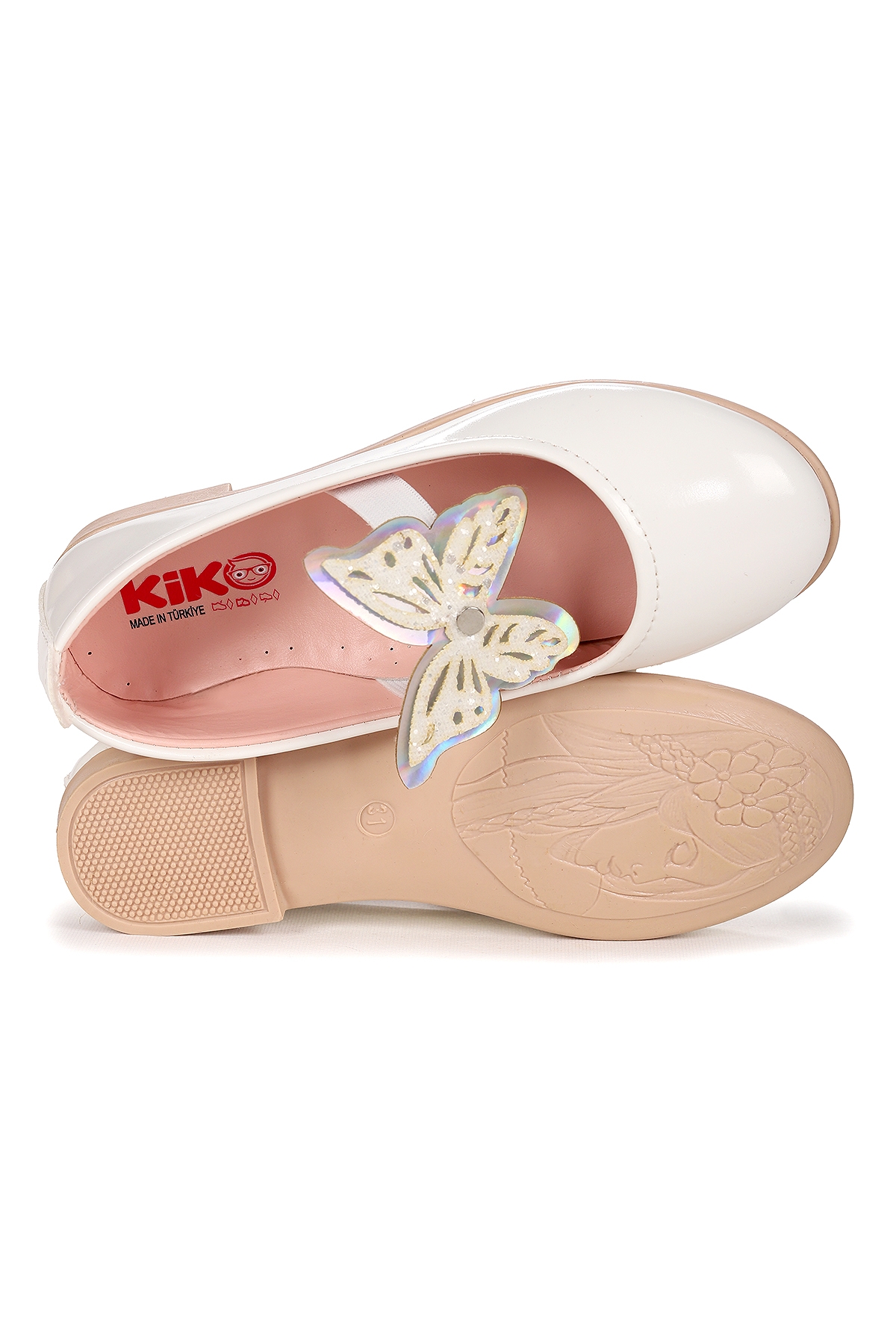 Menz Kelebek Lastikli Kız Çocuk Babet Ayakkabı Beyaz - Görsel 6