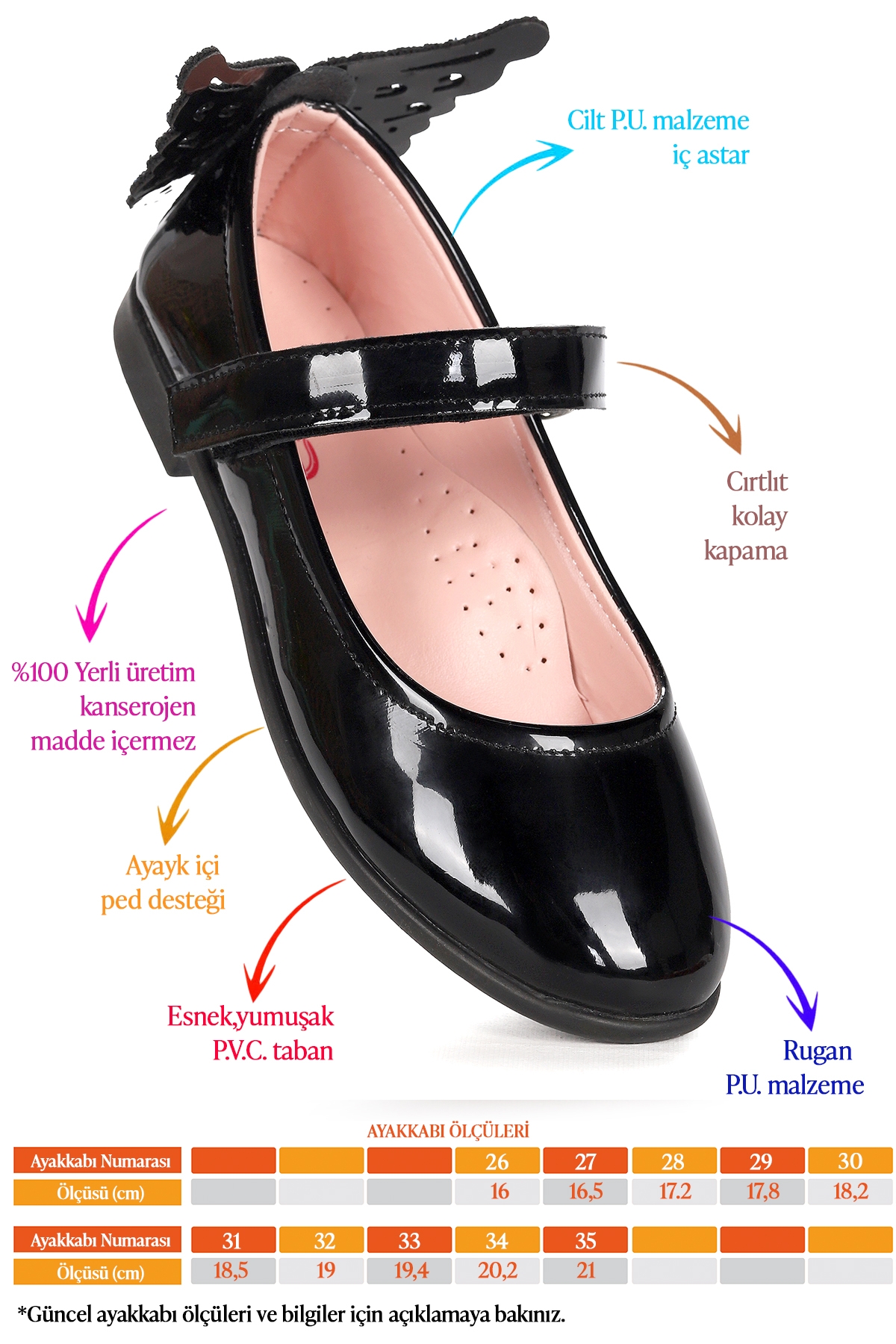 Friga Kelebek Cırtlı Kız Çocuk Babet Ayakkabı Siyah - Görsel 3