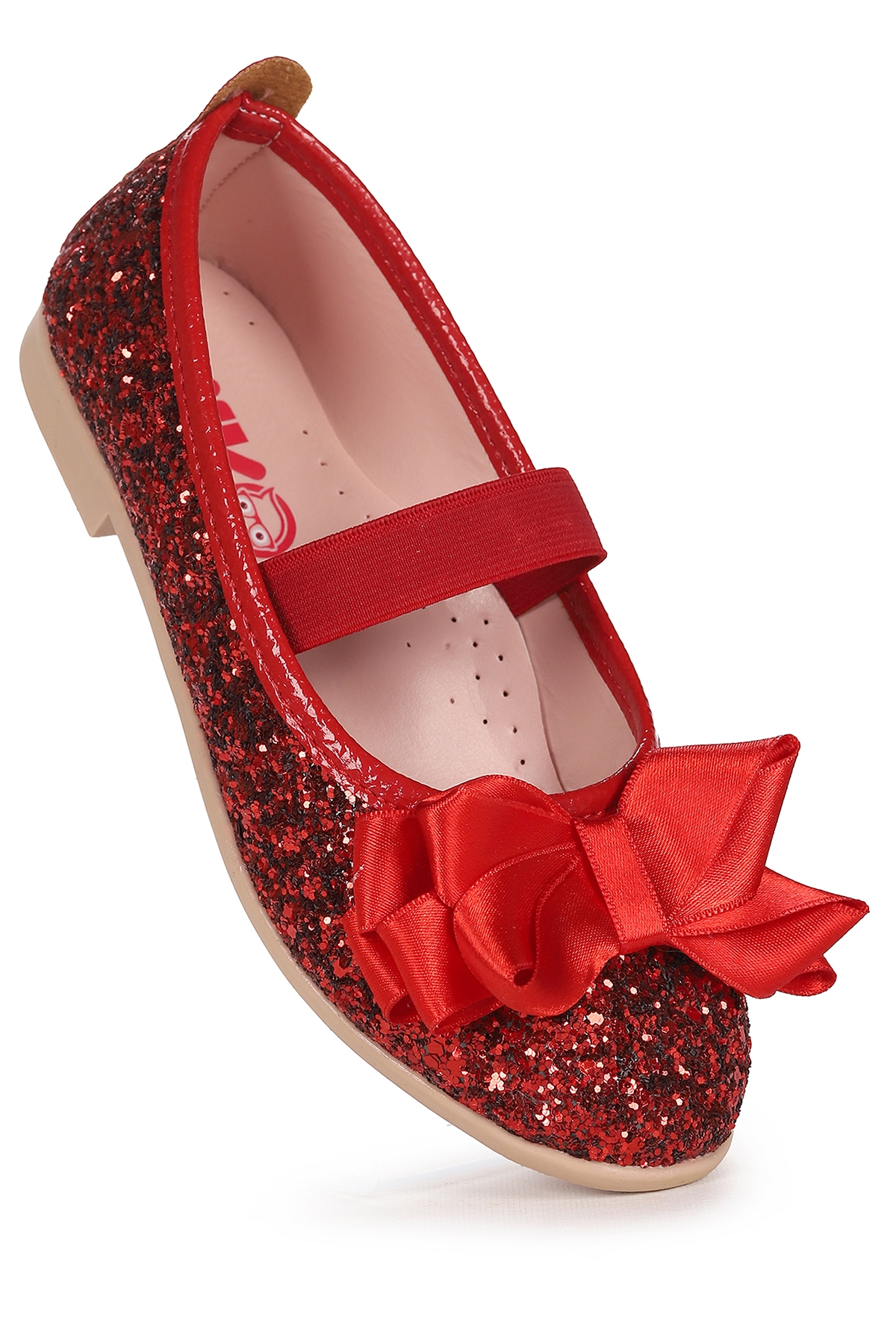 Panı Fiyonk Lastikli Kız Çocuk Babet Ayakkabı Kırmızı - Görsel 5