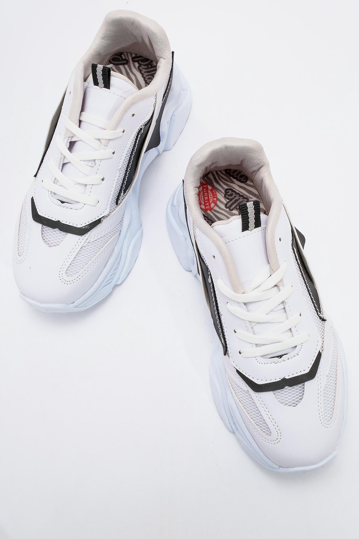 Kadın Spor Ayakkabı BEYAZ SİYAH - Görsel 6