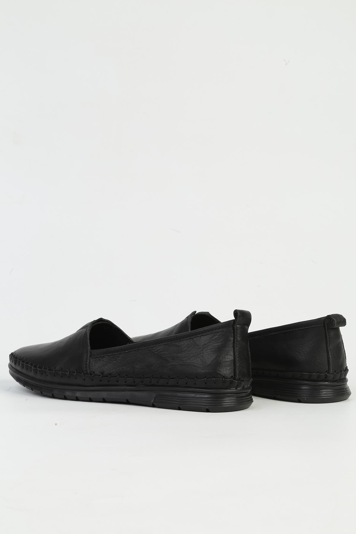 Hakiki Deri Siyah Kadın Babet Ayakkabı PC-54766 - Görsel 4