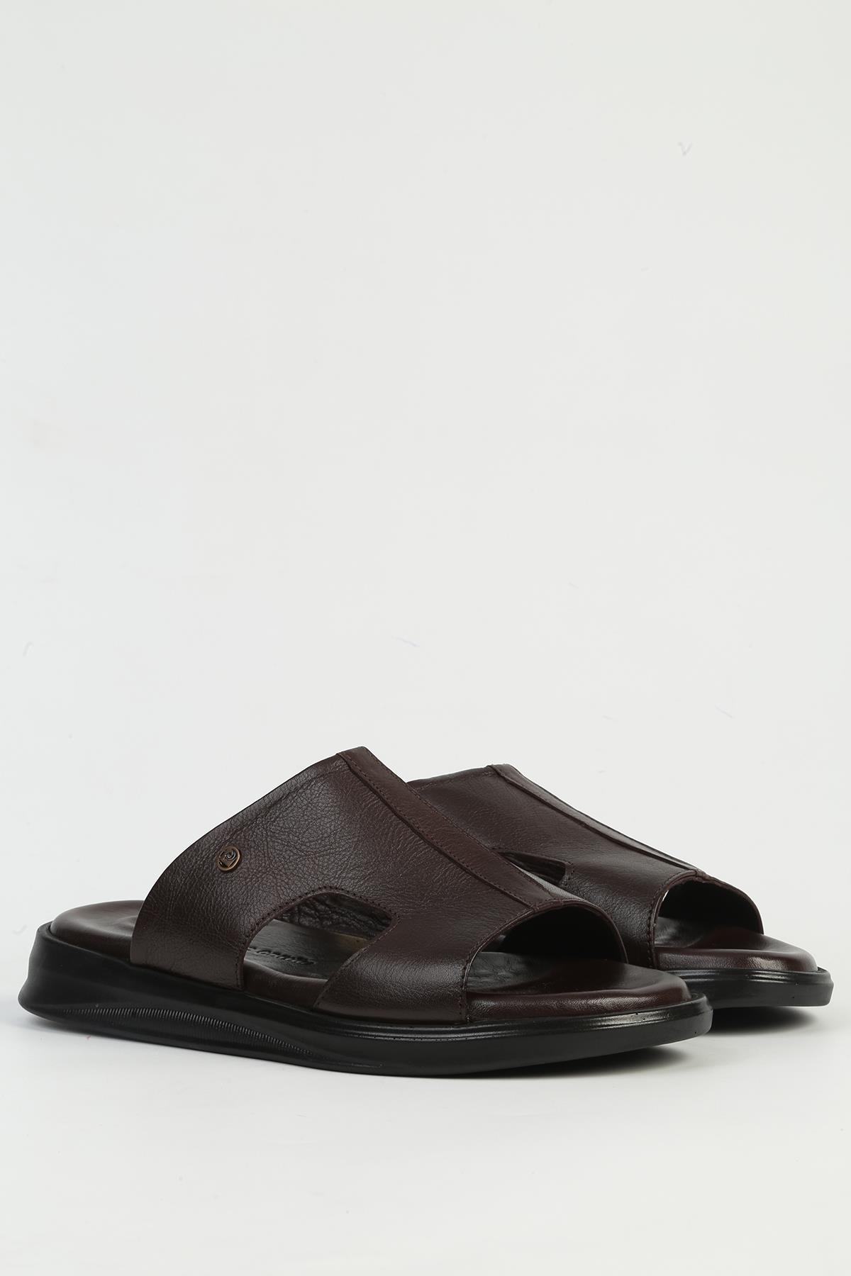 Hakiki Deri Kahve Erkek Terlik PC-7324 - Görsel 3