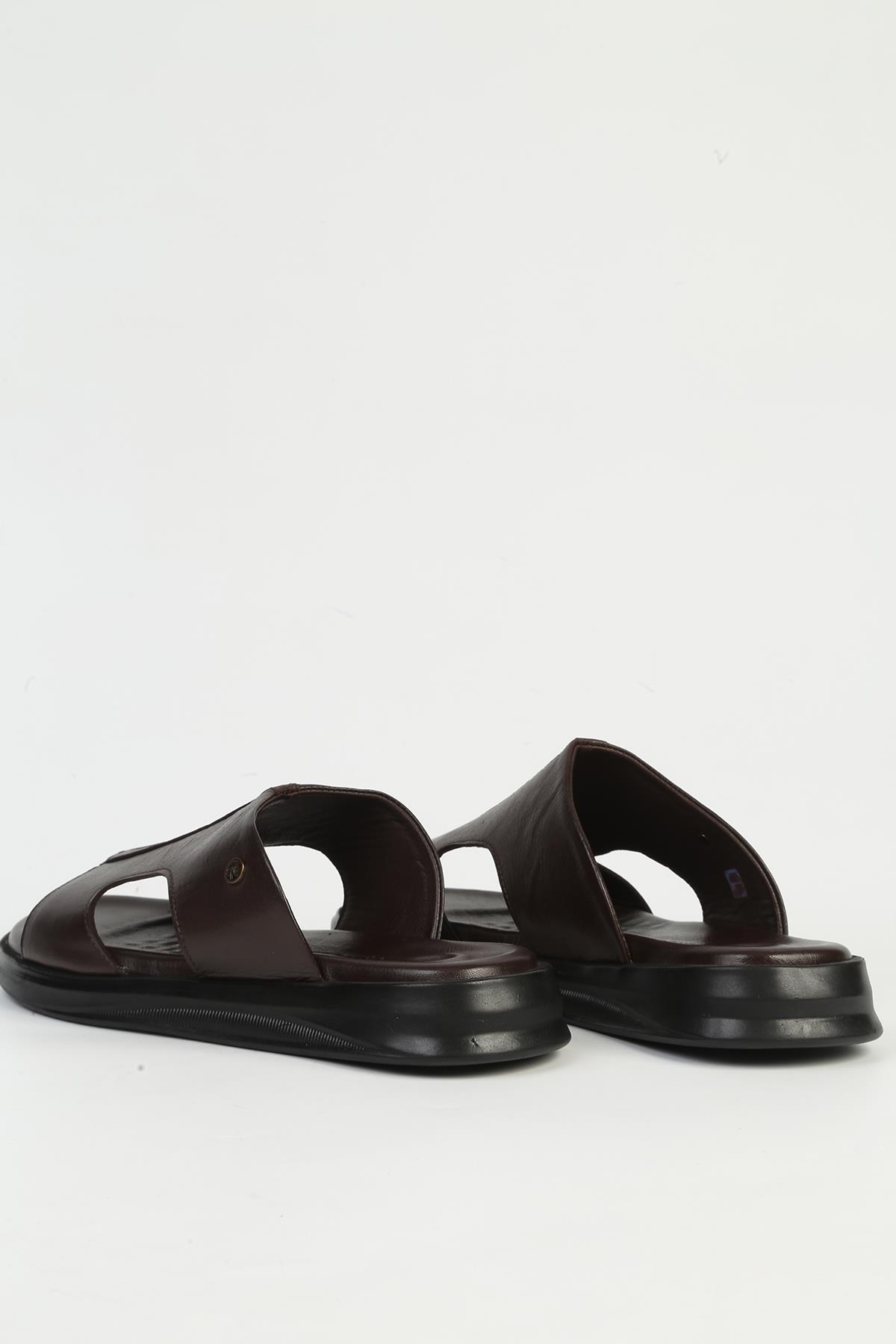 Hakiki Deri Kahve Erkek Terlik PC-7324 - Görsel 4