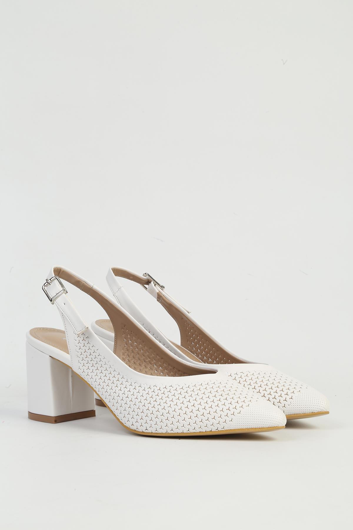 Beyaz Kadın Topuklu Ayakkabı PC-54727 - Görsel 3