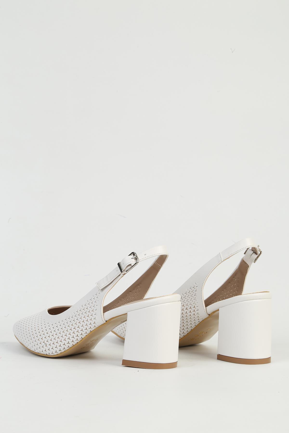 Beyaz Kadın Topuklu Ayakkabı PC-54727 - Görsel 4