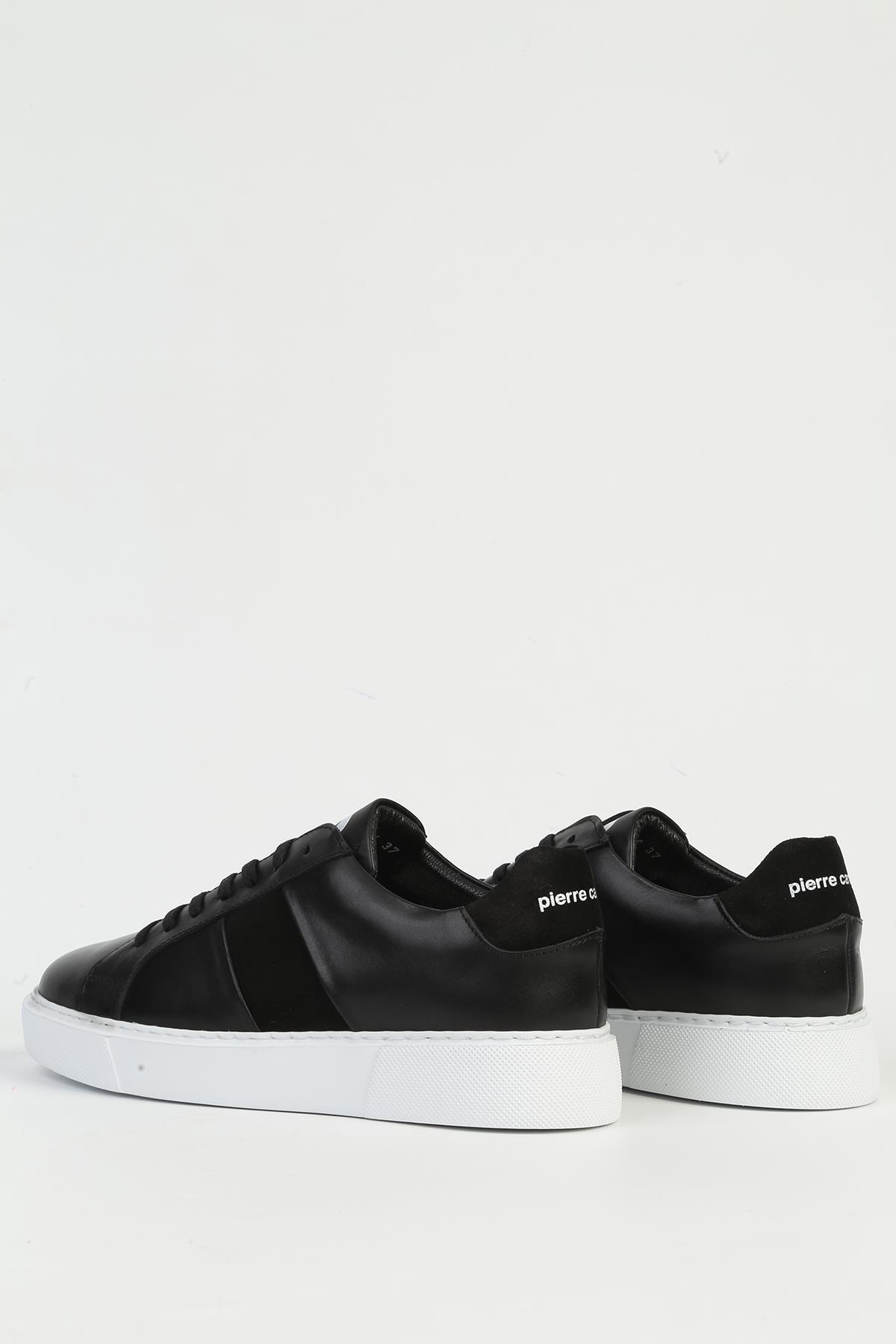 Deri Kadın Siyah Beyaz Sneaker PC-32723 - Görsel 4