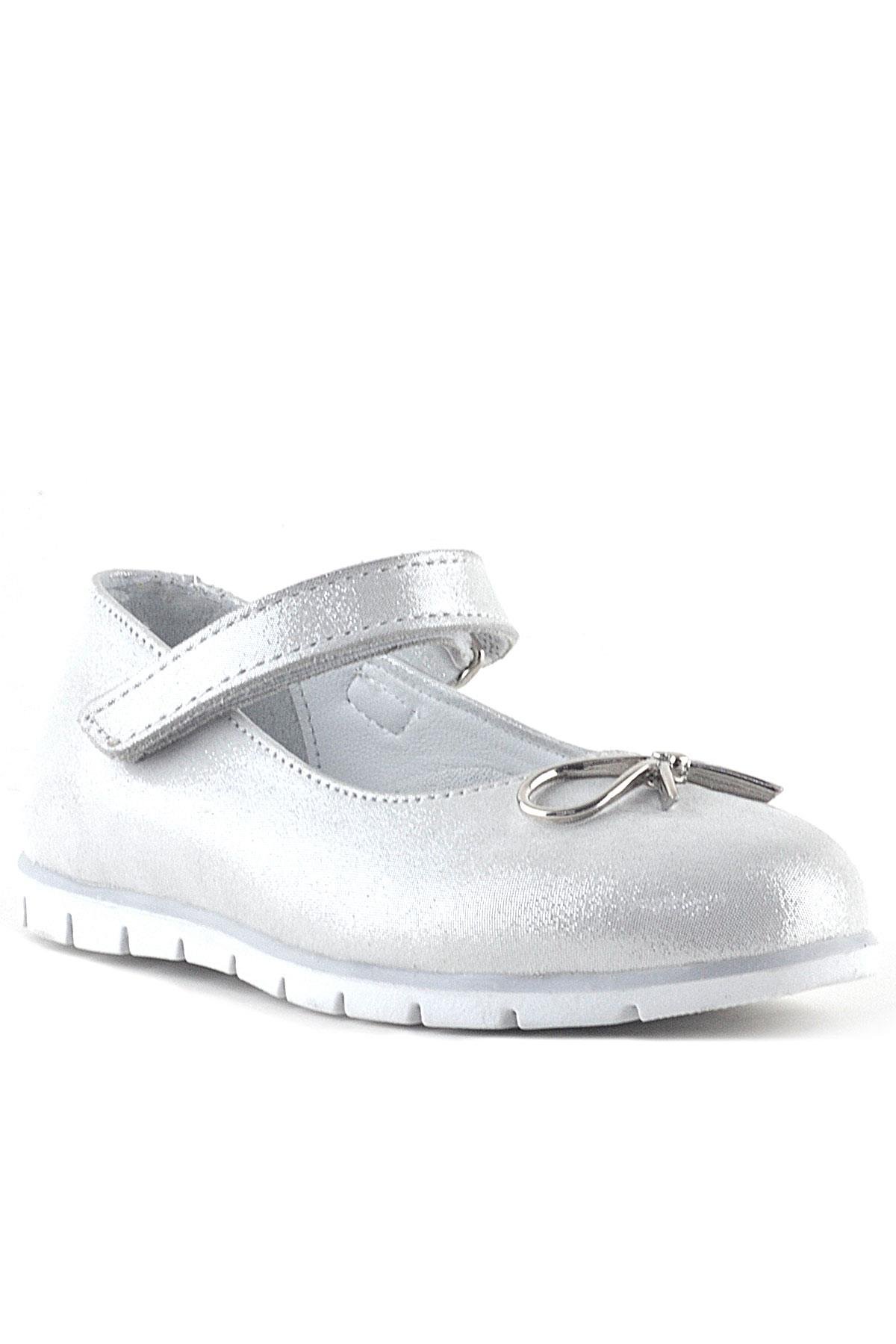 Hakiki Deri Gümüş Cırtlı Kurdele Detaylı Kız Çocuk Babet - Görsel 2