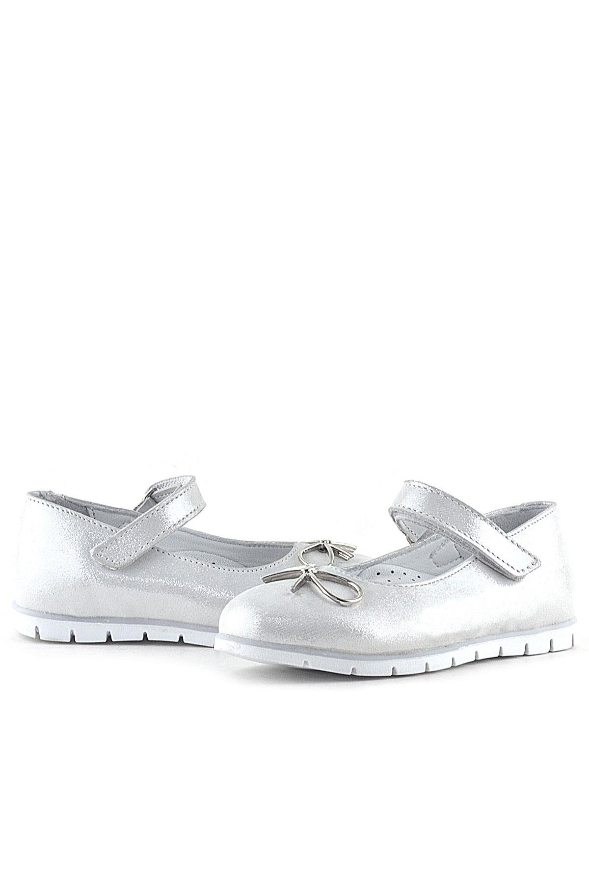 Hakiki Deri Gümüş Cırtlı Kurdele Detaylı Kız Çocuk Babet - Görsel 8