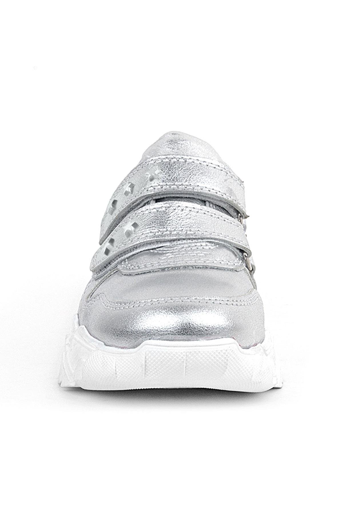 Hakiki Deri Gümüş Yıldız Detaylı Kız Çocuk Spor Ayakkabı - Görsel 4