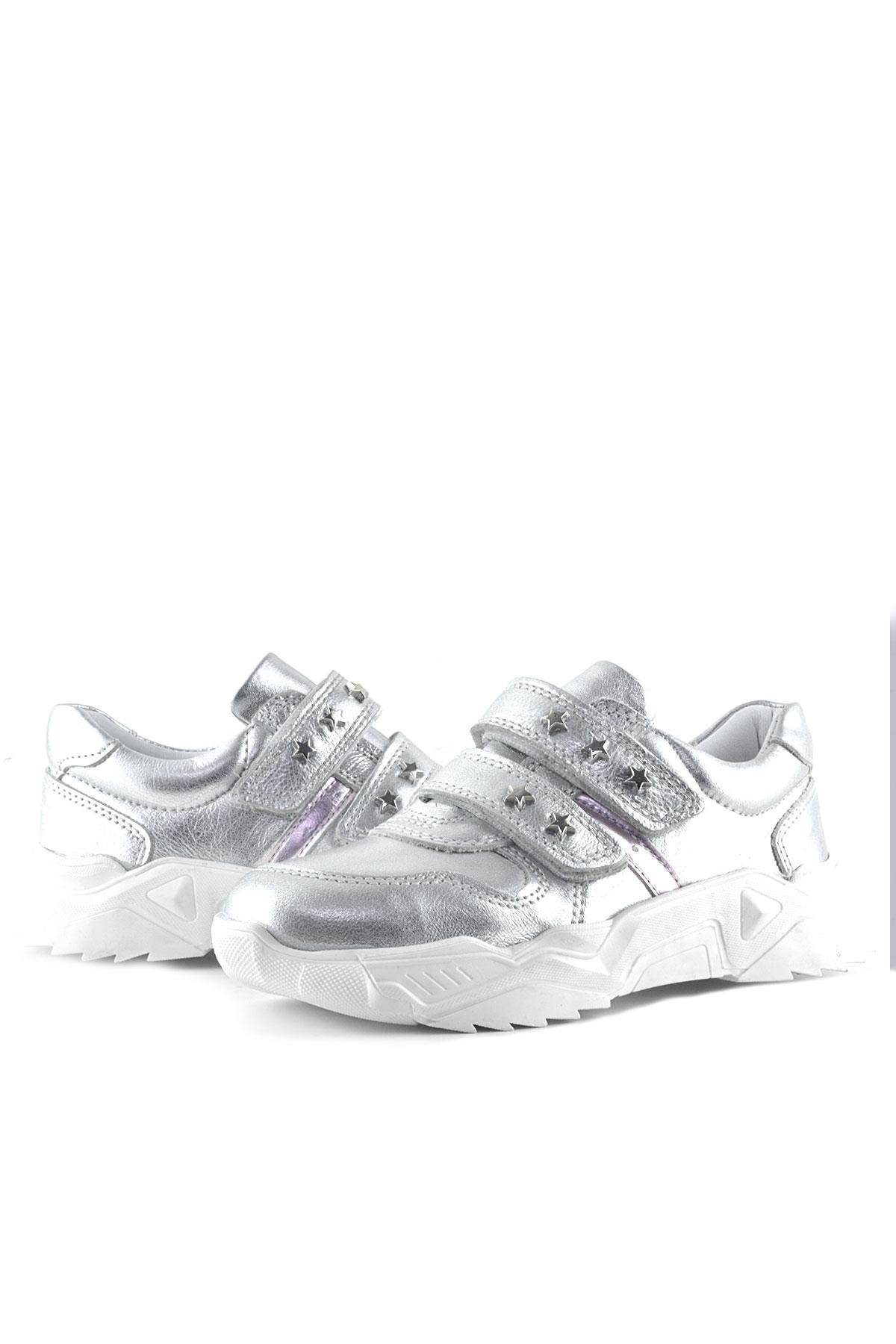 Hakiki Deri Gümüş Yıldız Detaylı Kız Çocuk Spor Ayakkabı - Görsel 7