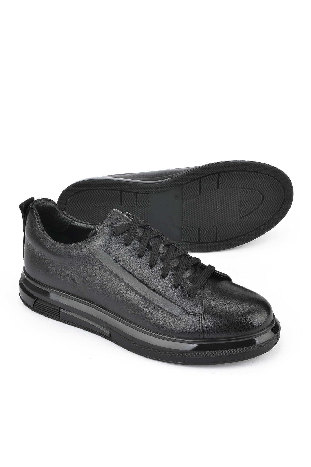 Erkek Hakiki Deri Sneaker 151983Z875 Siyah - Görsel 5