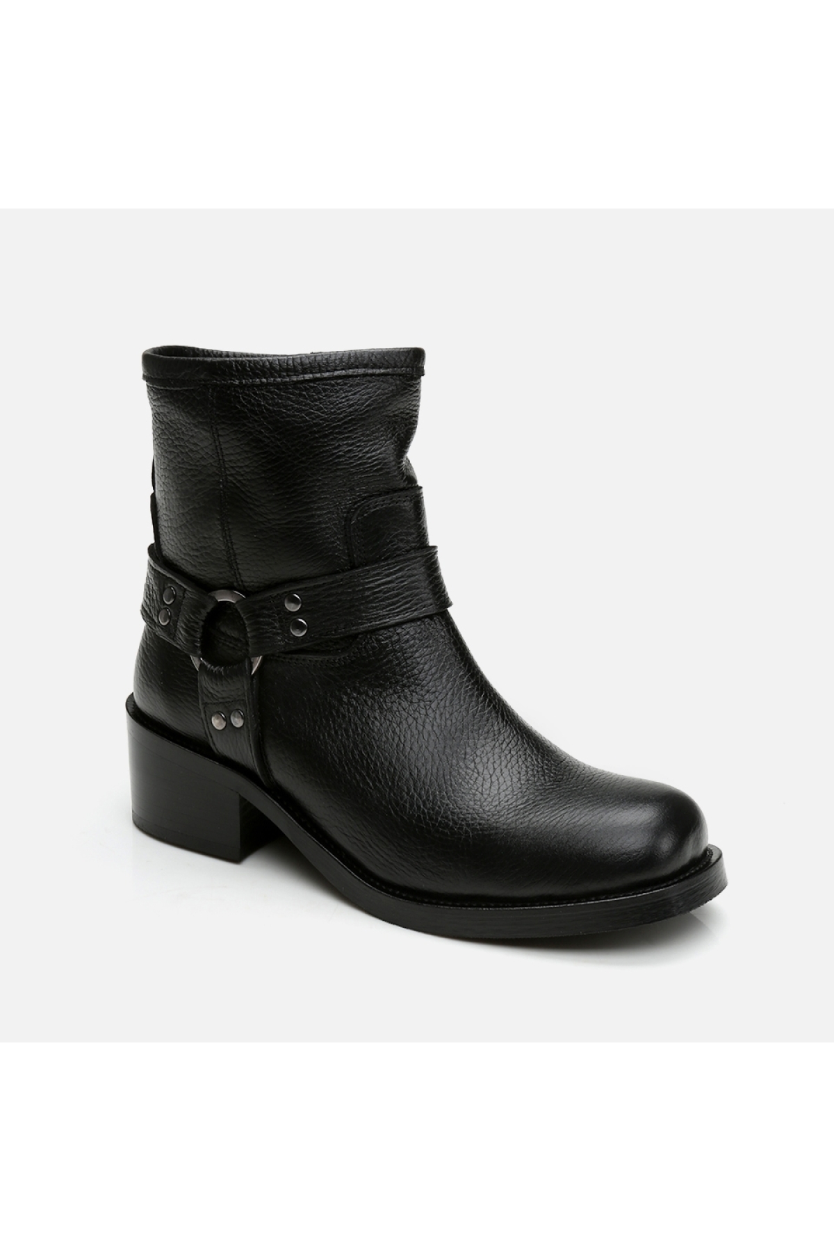 Hakiki Deri Siyah Kadın Western Topuklu Bot - Görsel 3
