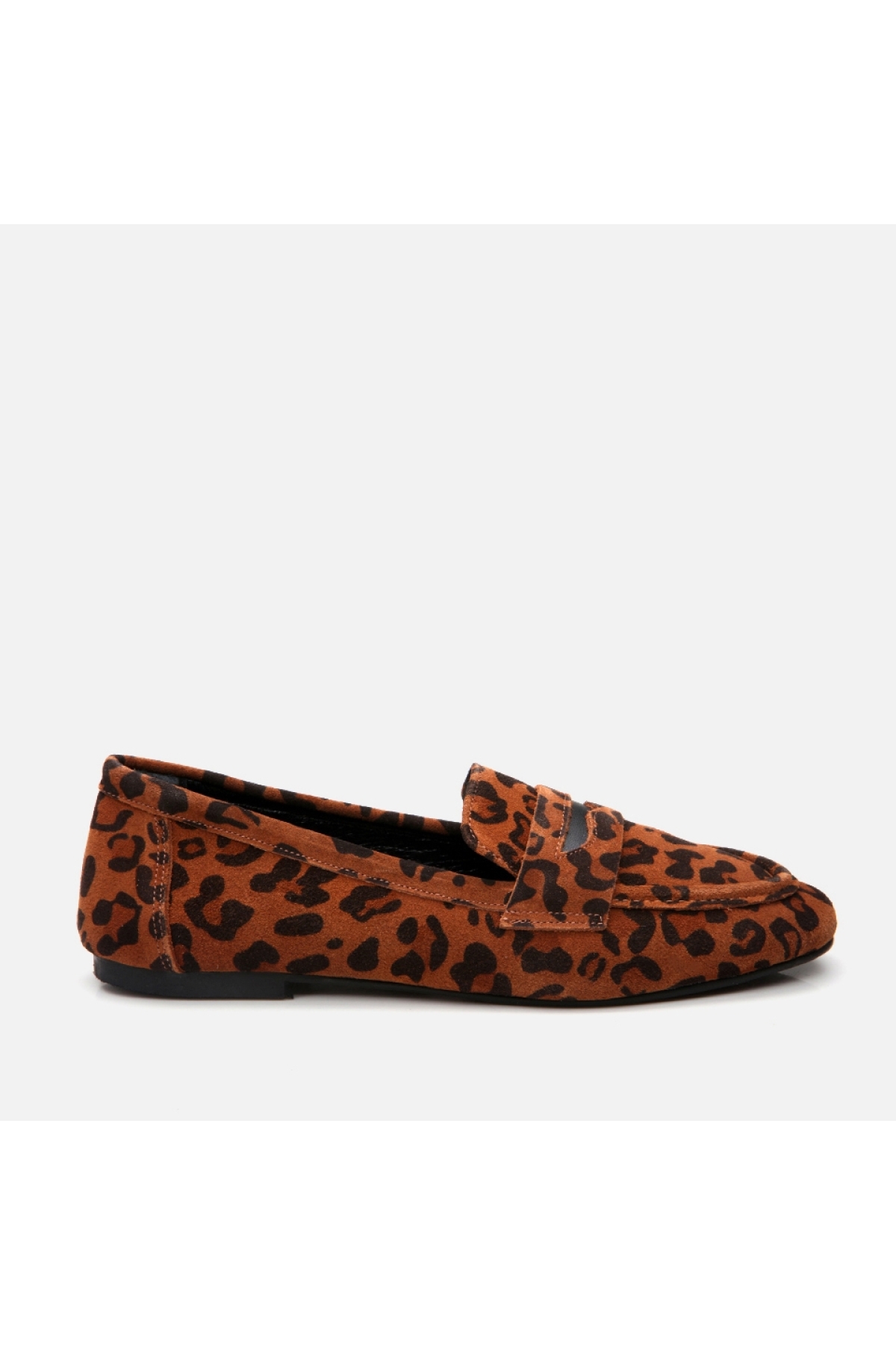 Hakiki Deri Leopar Kadın Loafer