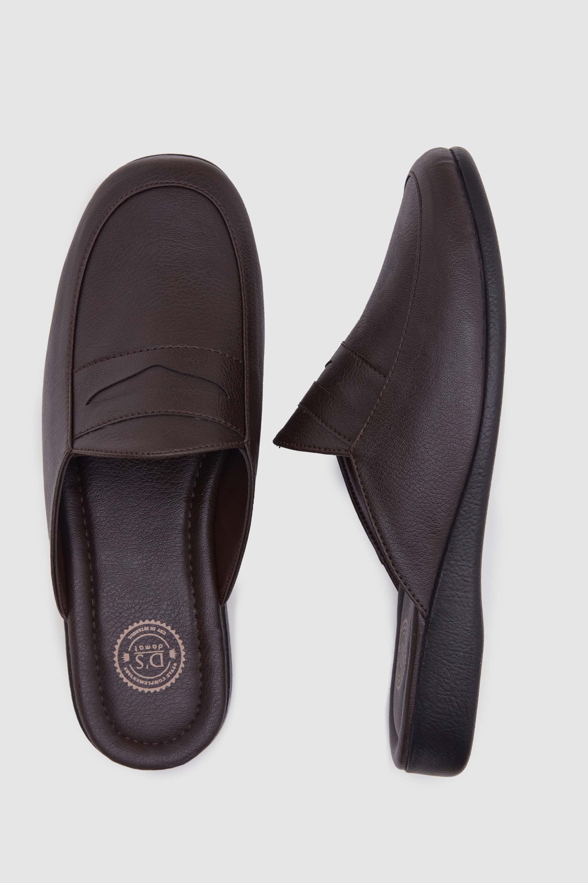 Ds Damat Kahverengi Misafir Çeyiz Damat Ev Erkek Terlik - Görsel 4