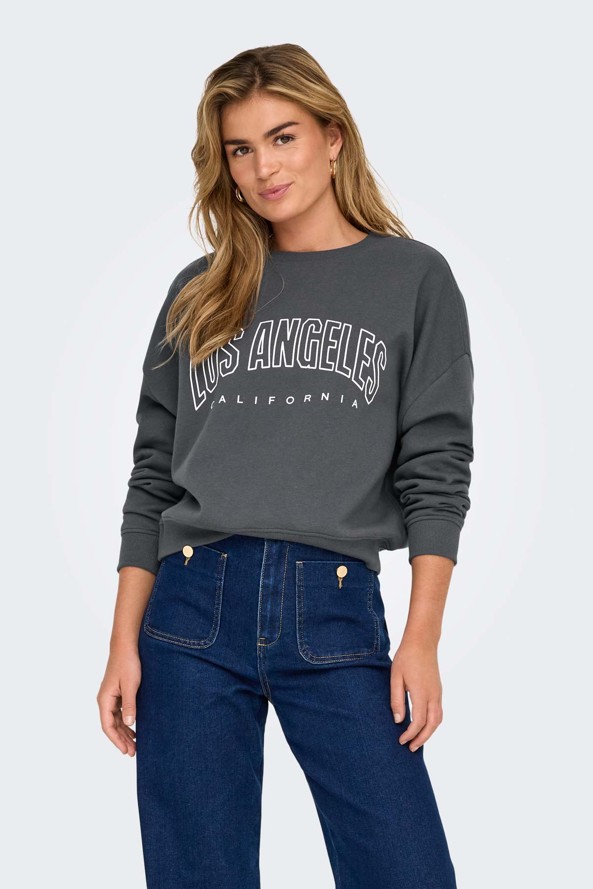 ONLSWEAT L/S CREW OVERSIZ Antrasit Kadın Sweatshirt