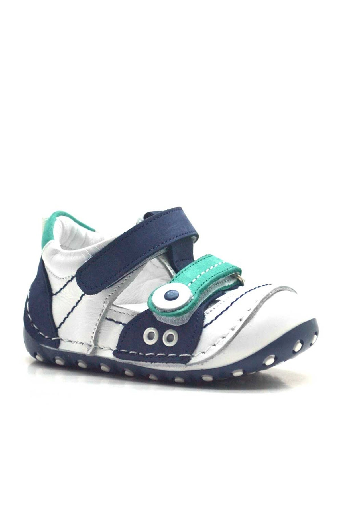 Hakiki Deri Lacivert Cırtlı Yazlık İlk Adım Ayakkabı - Görsel 2