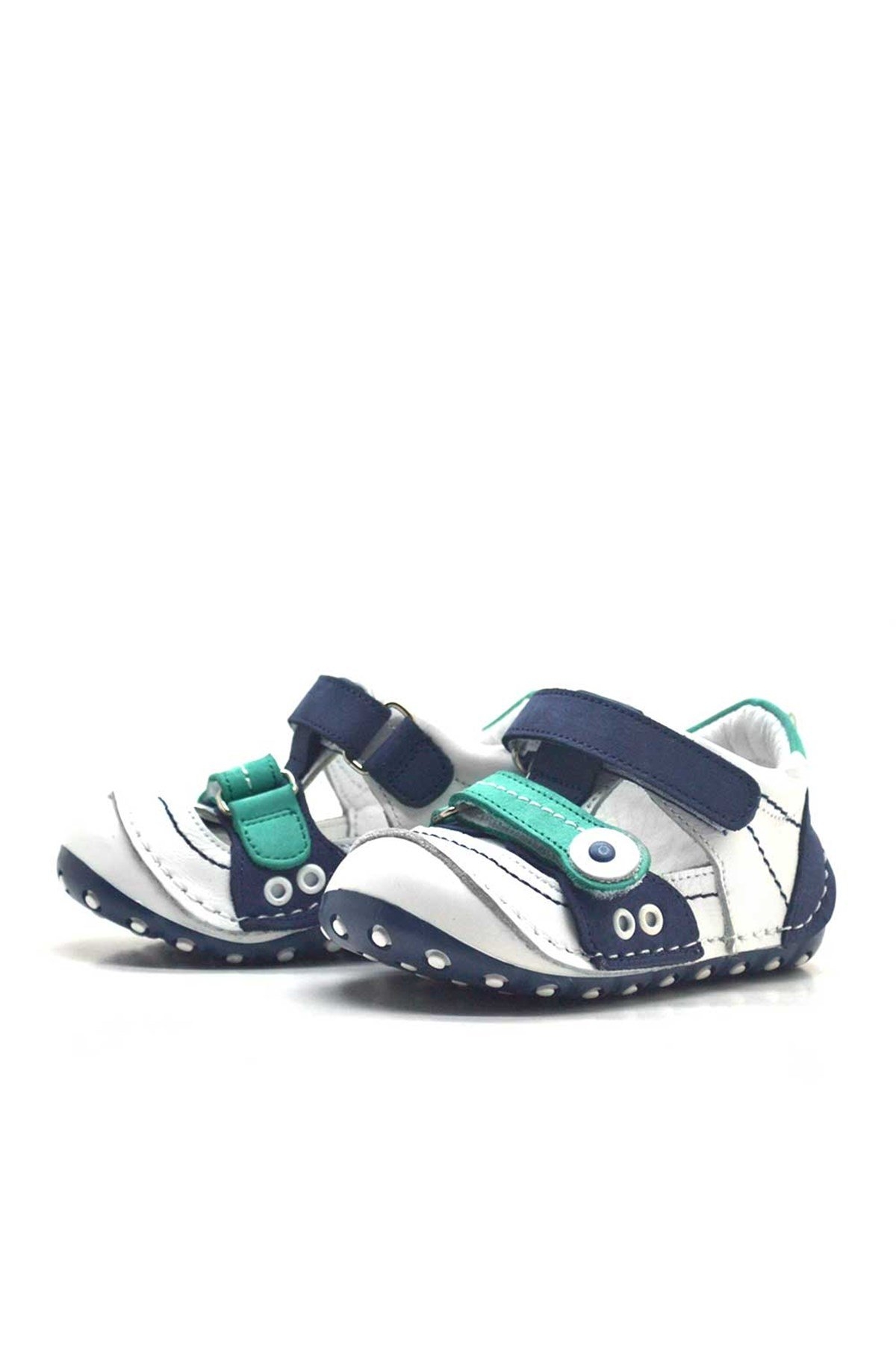 Hakiki Deri Lacivert Cırtlı Yazlık İlk Adım Ayakkabı - Görsel 4