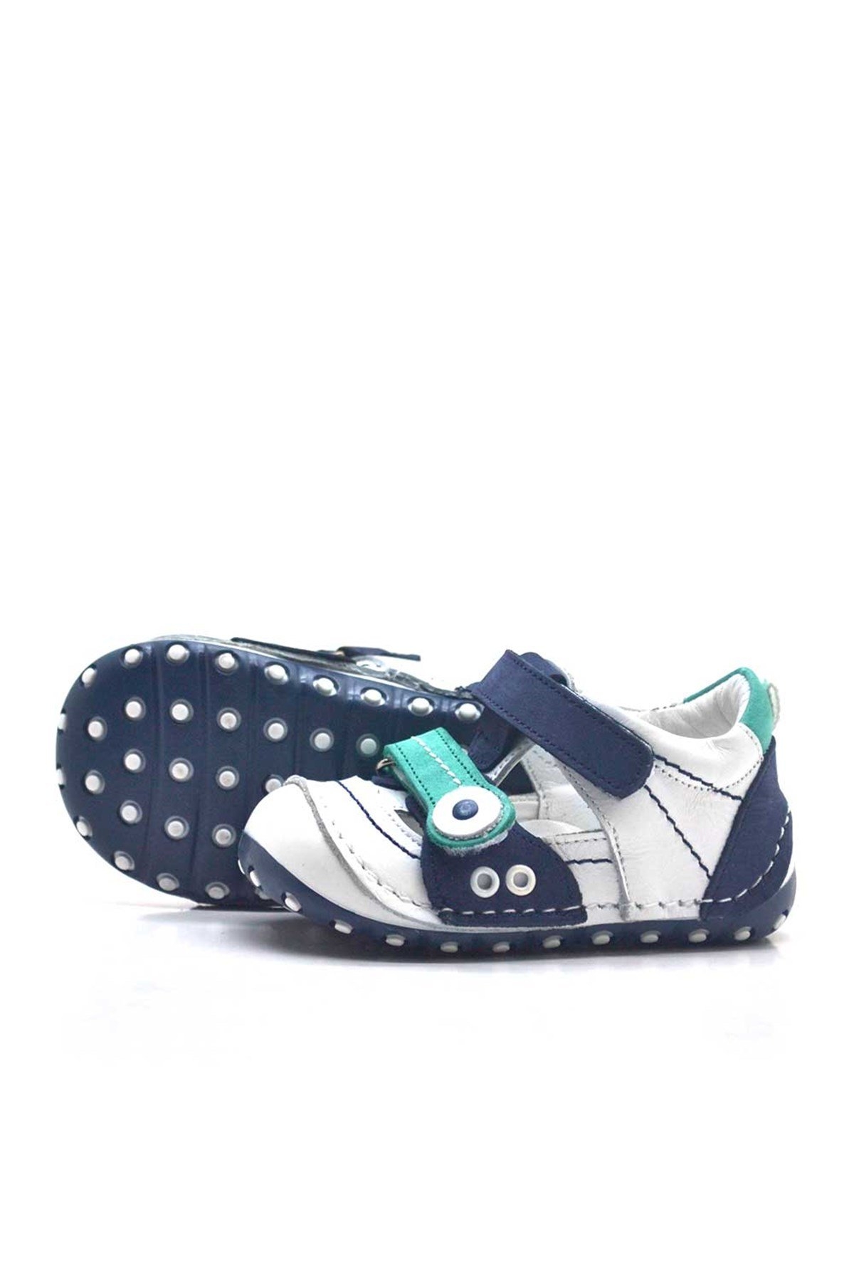 Hakiki Deri Lacivert Cırtlı Yazlık İlk Adım Ayakkabı - Görsel 5