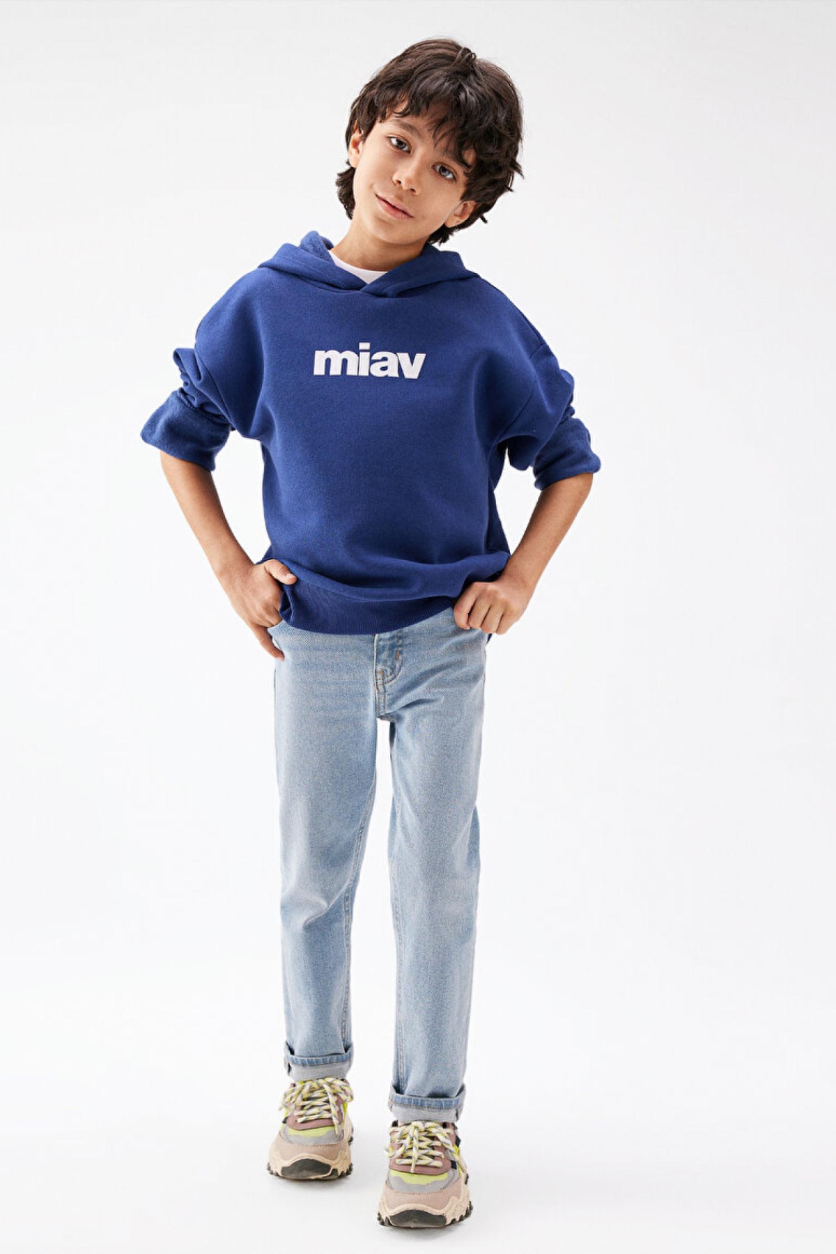 M6S10028-70722 Erkek Çocuk Miav Baskılı Kapüşonlu Sweatshirt