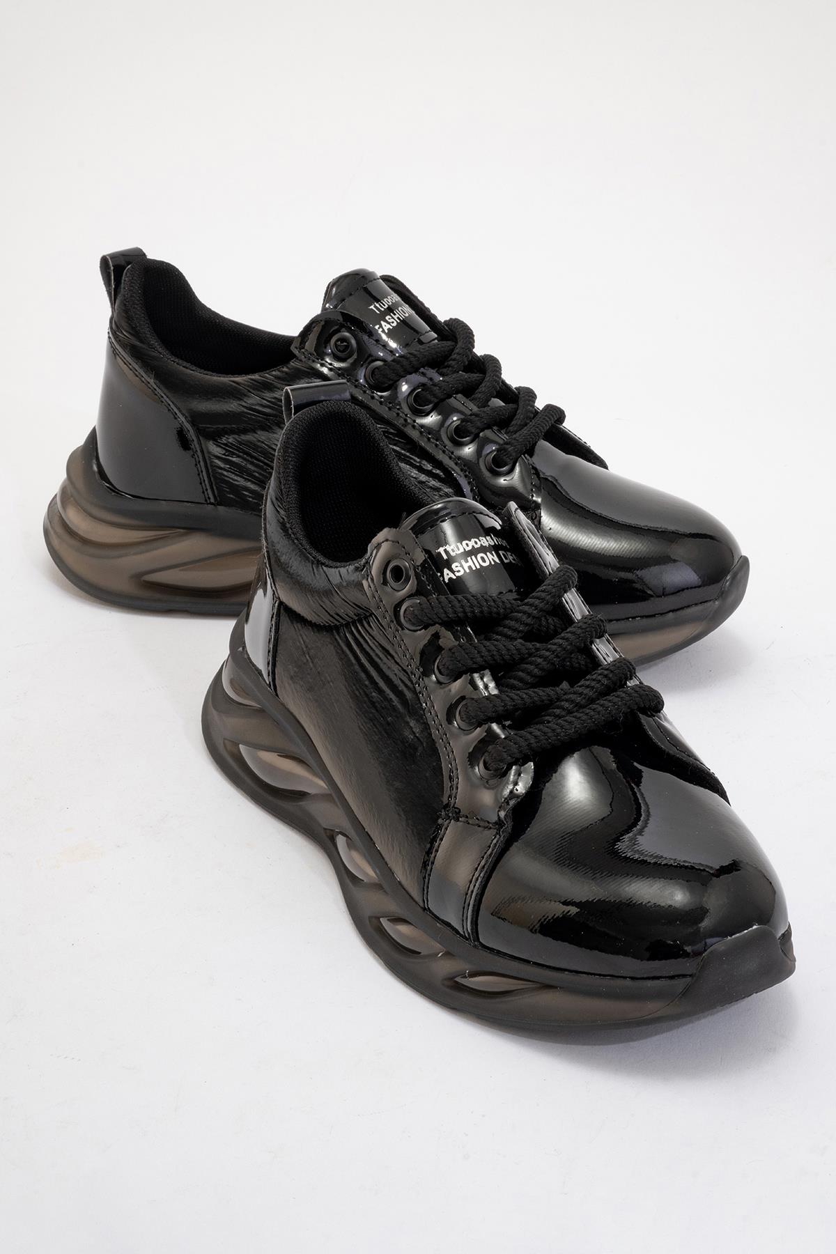 Bağcıklı Kadın Spor Ayakkabı SİYAH FÜME - Görsel 2