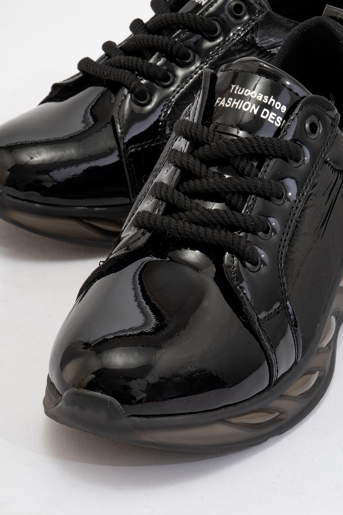 Bağcıklı Kadın Spor Ayakkabı SİYAH FÜME - Görsel 4