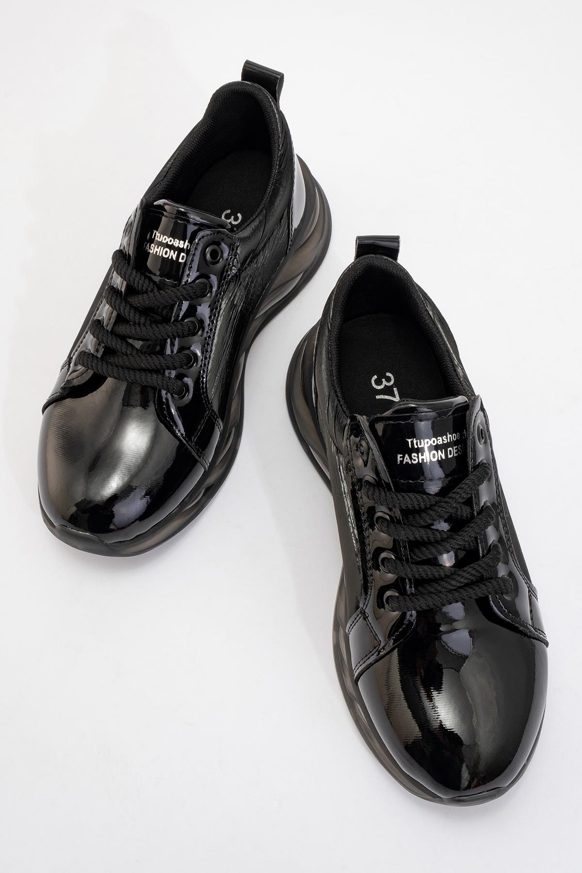 Bağcıklı Kadın Spor Ayakkabı SİYAH FÜME - Görsel 6