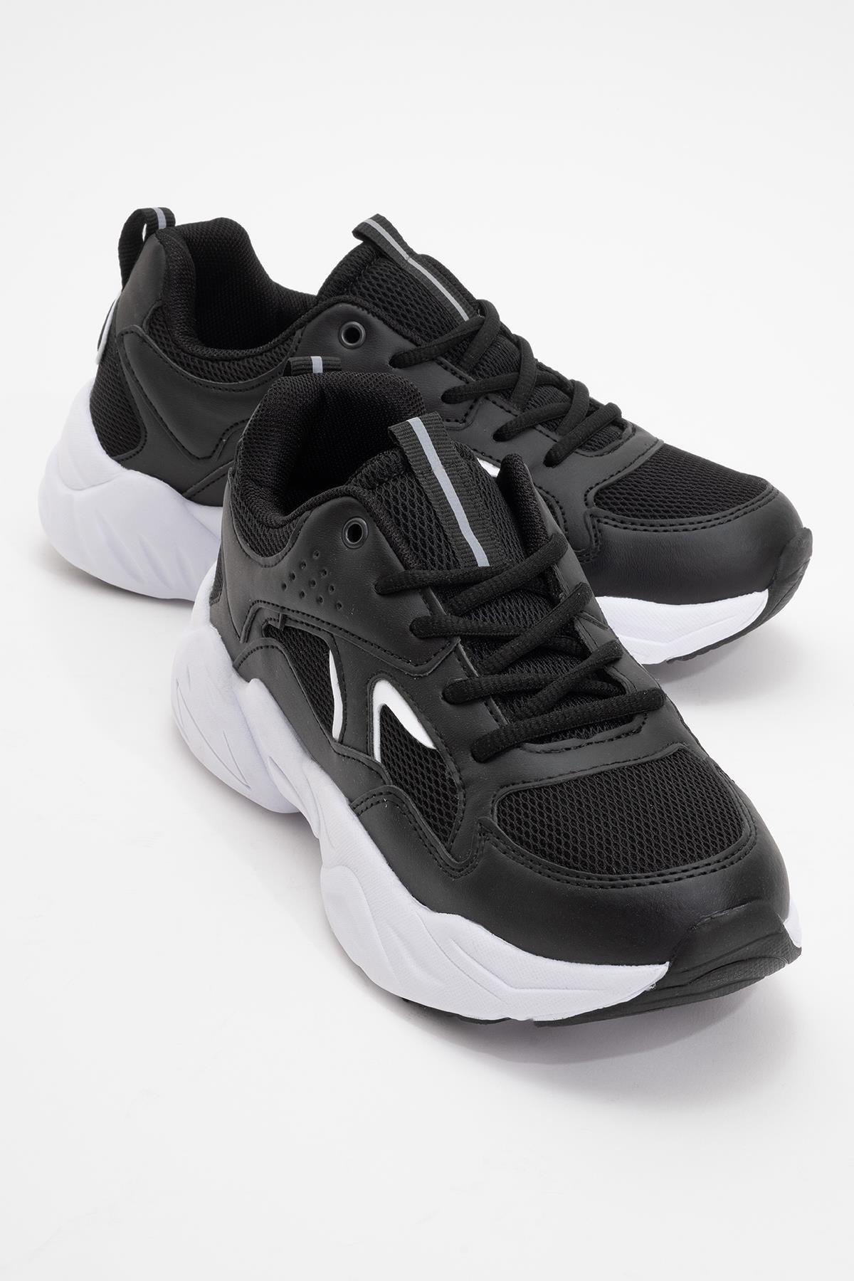 Kadın Bağcıklı Spor Ayakkabı SİYAH BEYAZ - Görsel 2