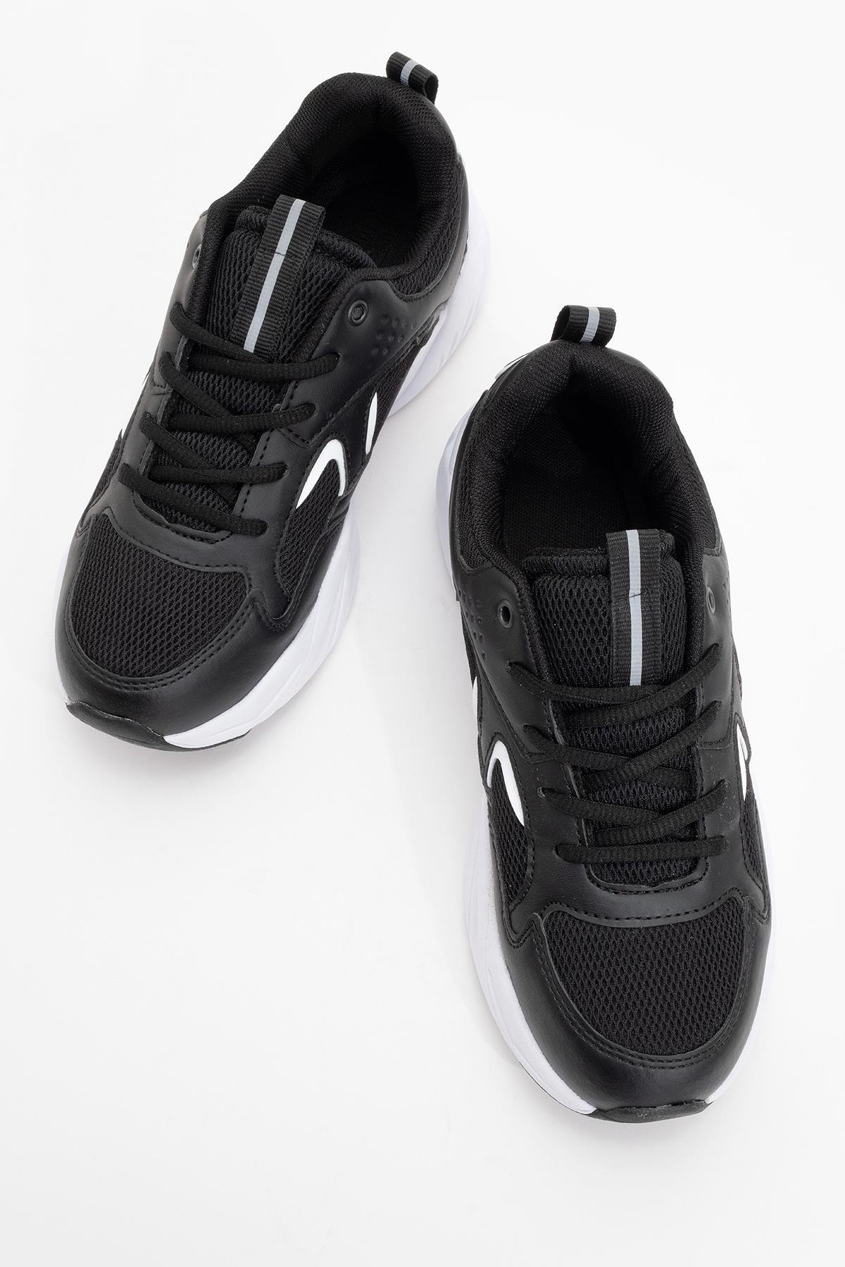 Kadın Bağcıklı Spor Ayakkabı SİYAH BEYAZ - Görsel 6