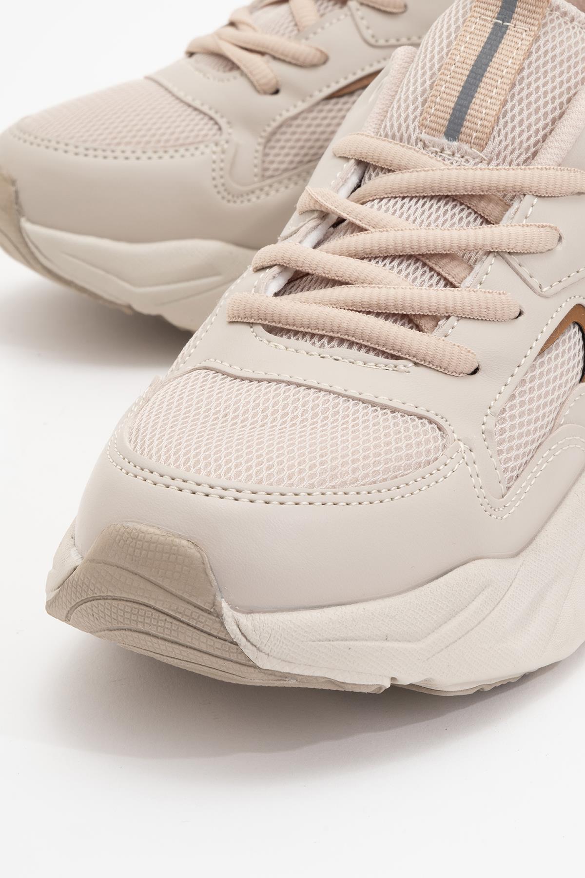 Kadın Bağcıklı Spor Ayakkabı BEJ TABA - Görsel 4