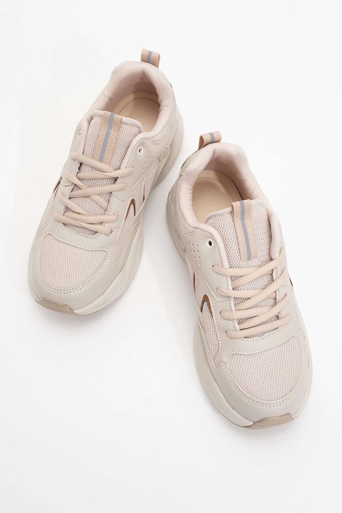 Kadın Bağcıklı Spor Ayakkabı BEJ TABA - Görsel 6