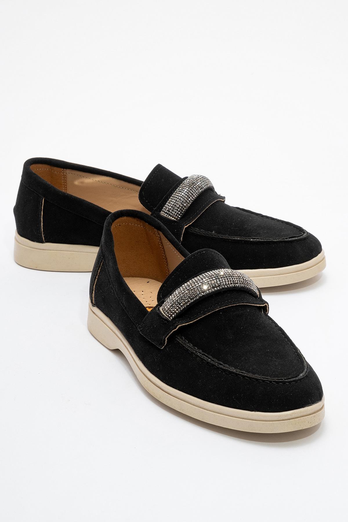 Kadın Taşlı Süet Loafer SİYAH SİYAH - Görsel 2