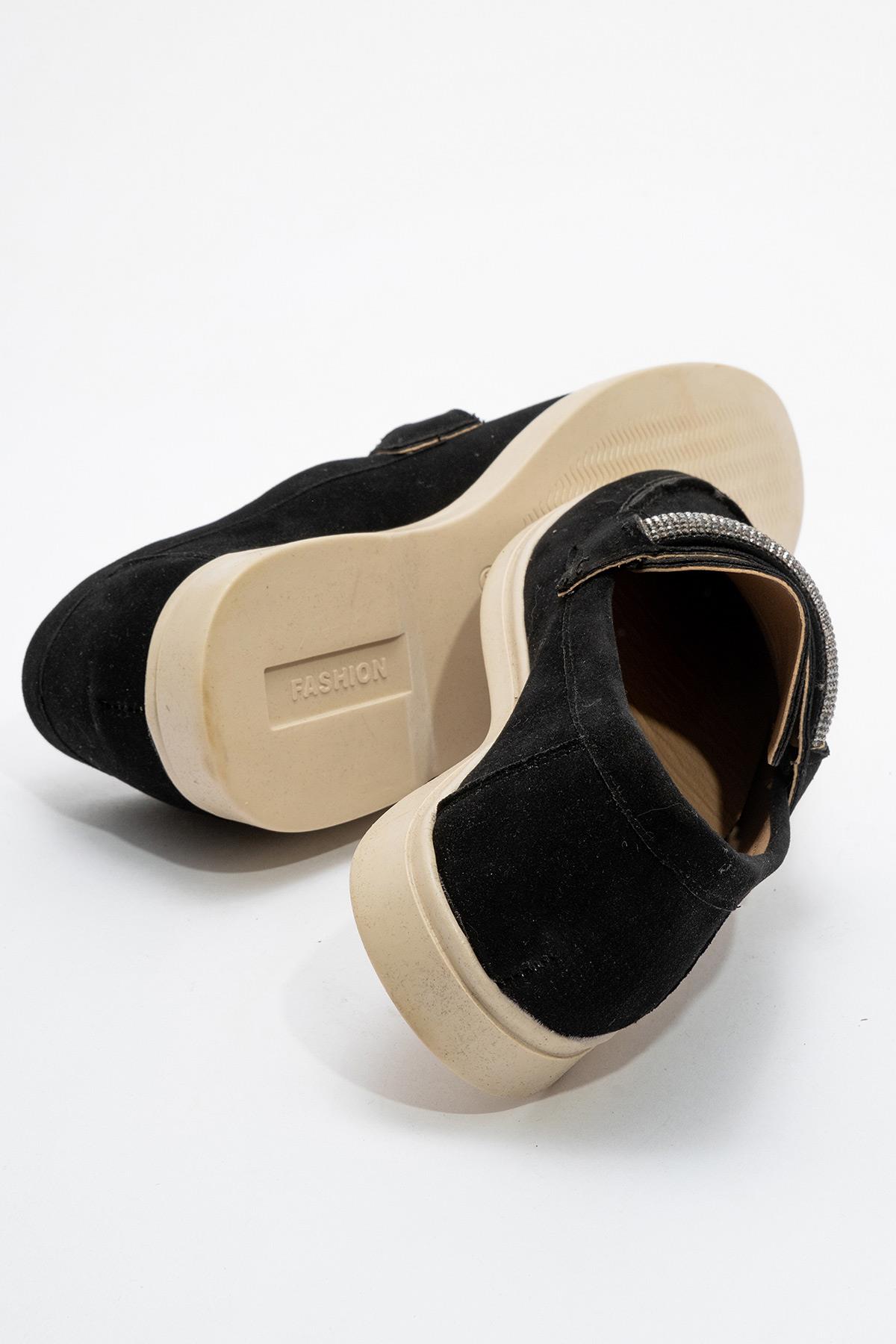 Kadın Taşlı Süet Loafer SİYAH SİYAH - Görsel 5