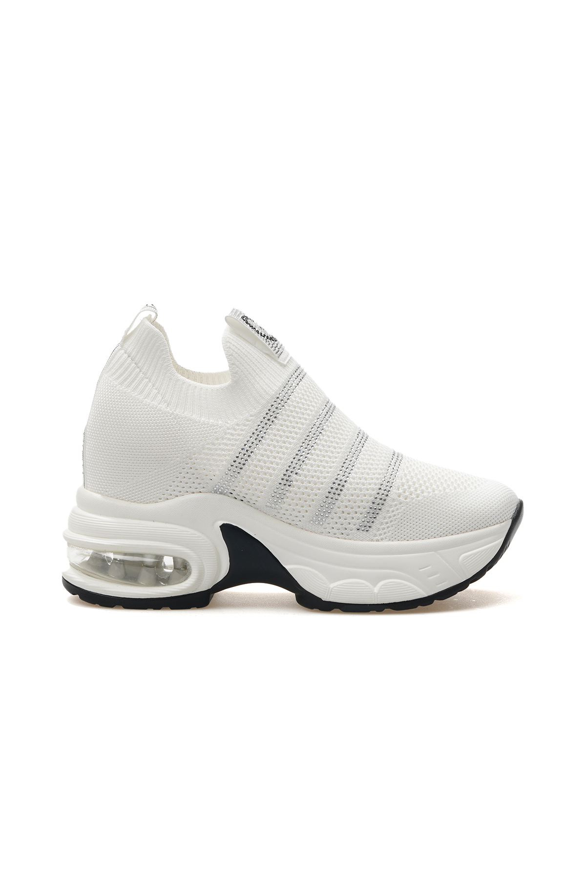 Kadın Taş Detaylı Gizli Dolgu Topuk Sneaker Günlük Ayakkabı 25y 25y300-4 Z Beyaz - Görsel 2