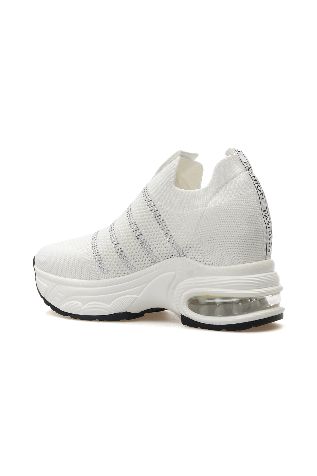Kadın Taş Detaylı Gizli Dolgu Topuk Sneaker Günlük Ayakkabı 25y 25y300-4 Z Beyaz - Görsel 4