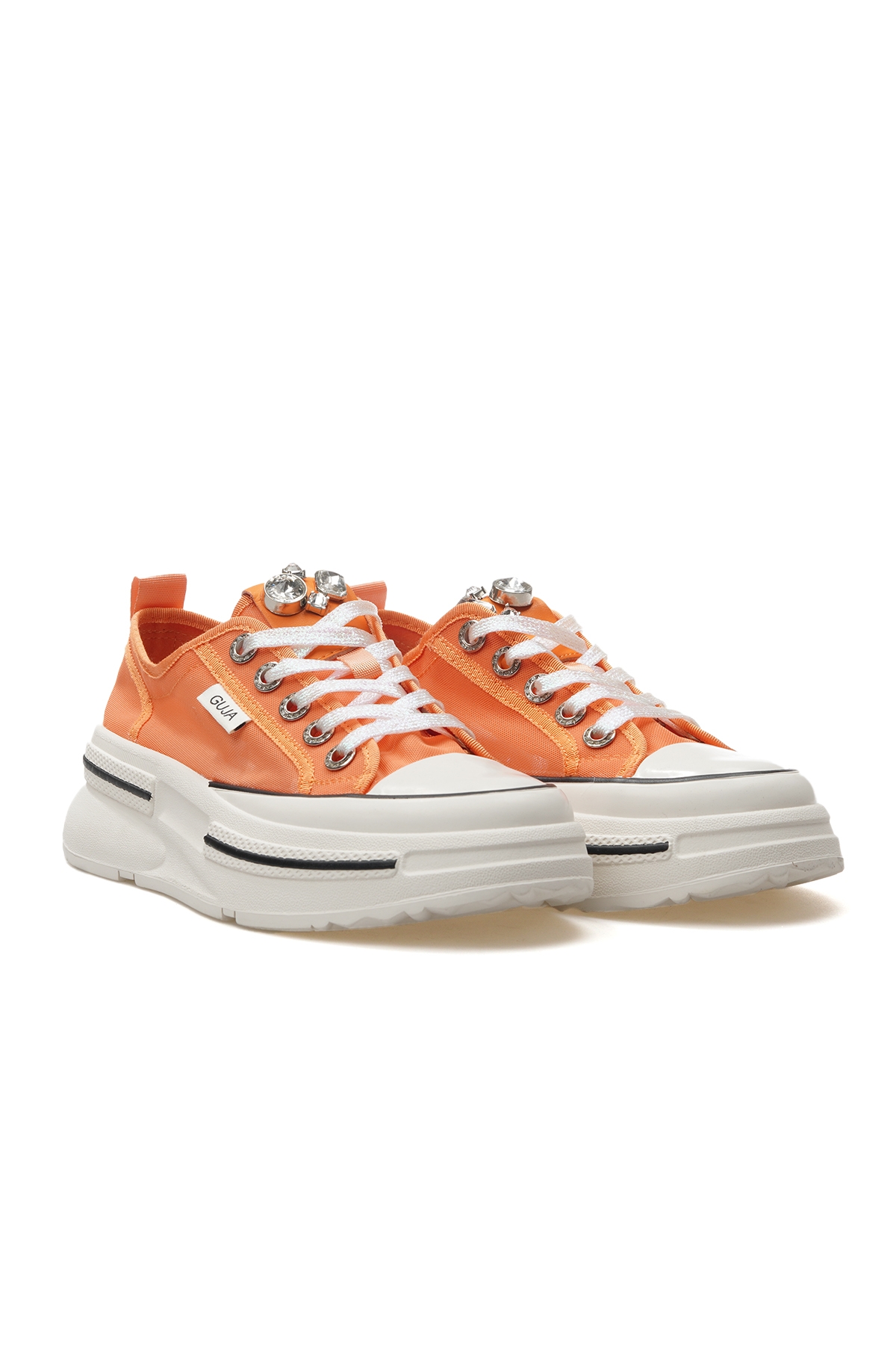 Kadın Taş Detaylı Sneaker Günlük Ayakkabı 25y 25y389 Z Turuncu - Görsel 6