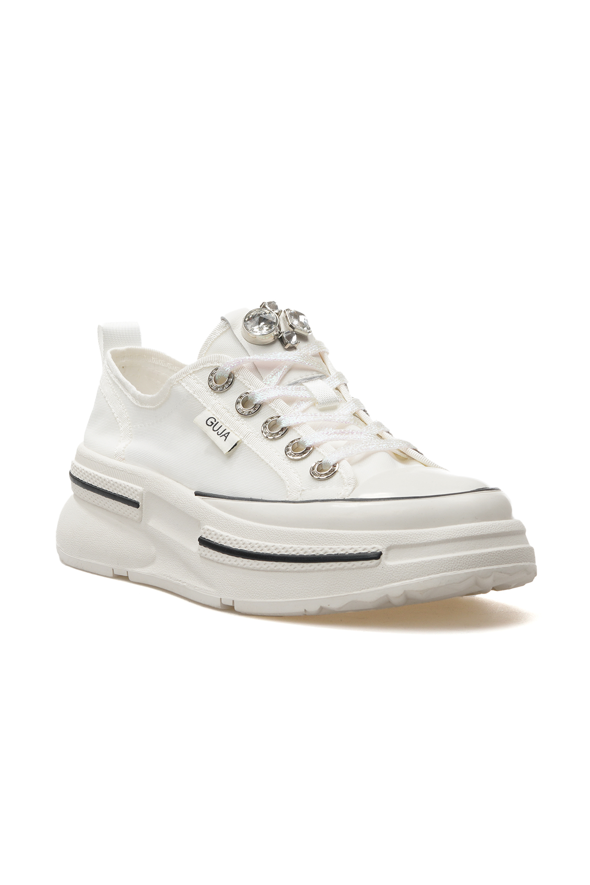 Kadın Taş Detaylı Sneaker Günlük Ayakkabı 25y 25y389 Z Beyaz - Görsel 5